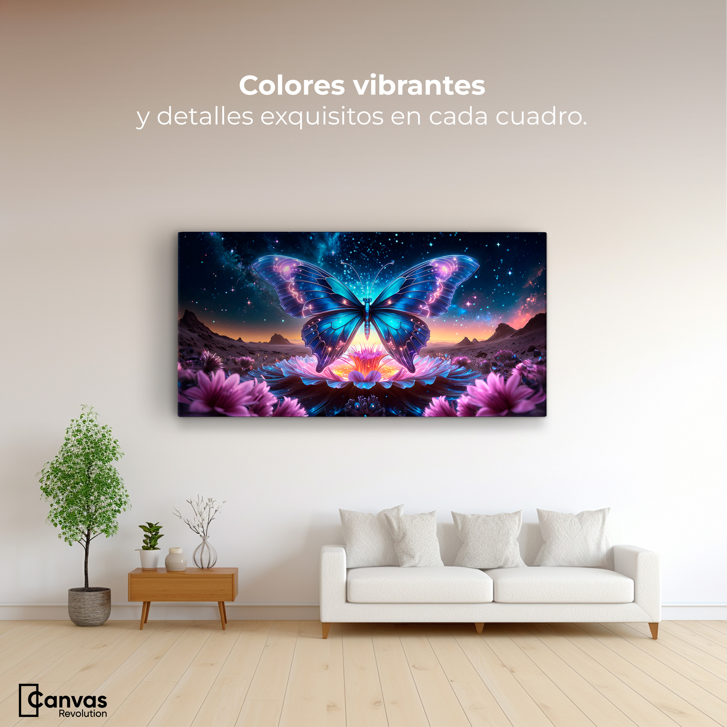 Foto 3 pulgar | Cuadro Mariposas Canvas Mariposa Encantada 120x60