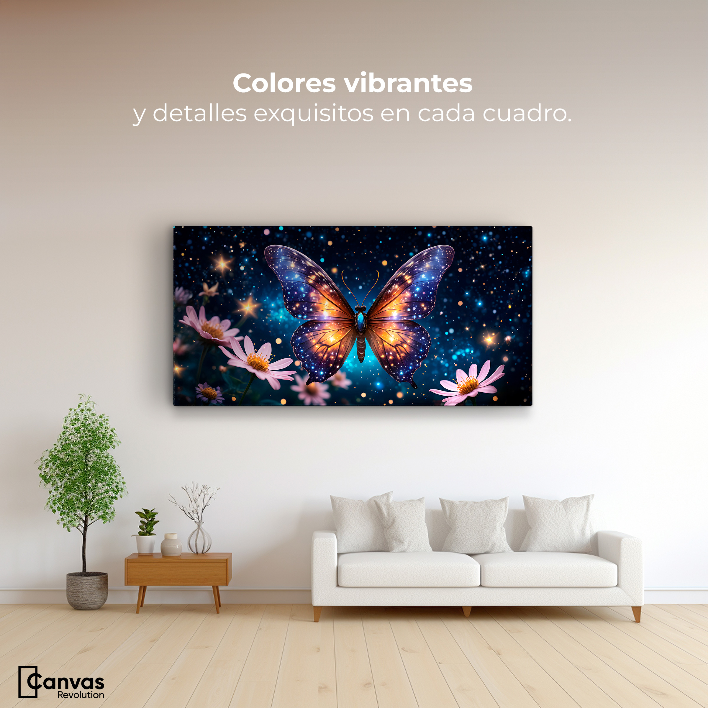 Foto 3 pulgar | Cuadro Mariposas Canvas Danza Brillante 120x60