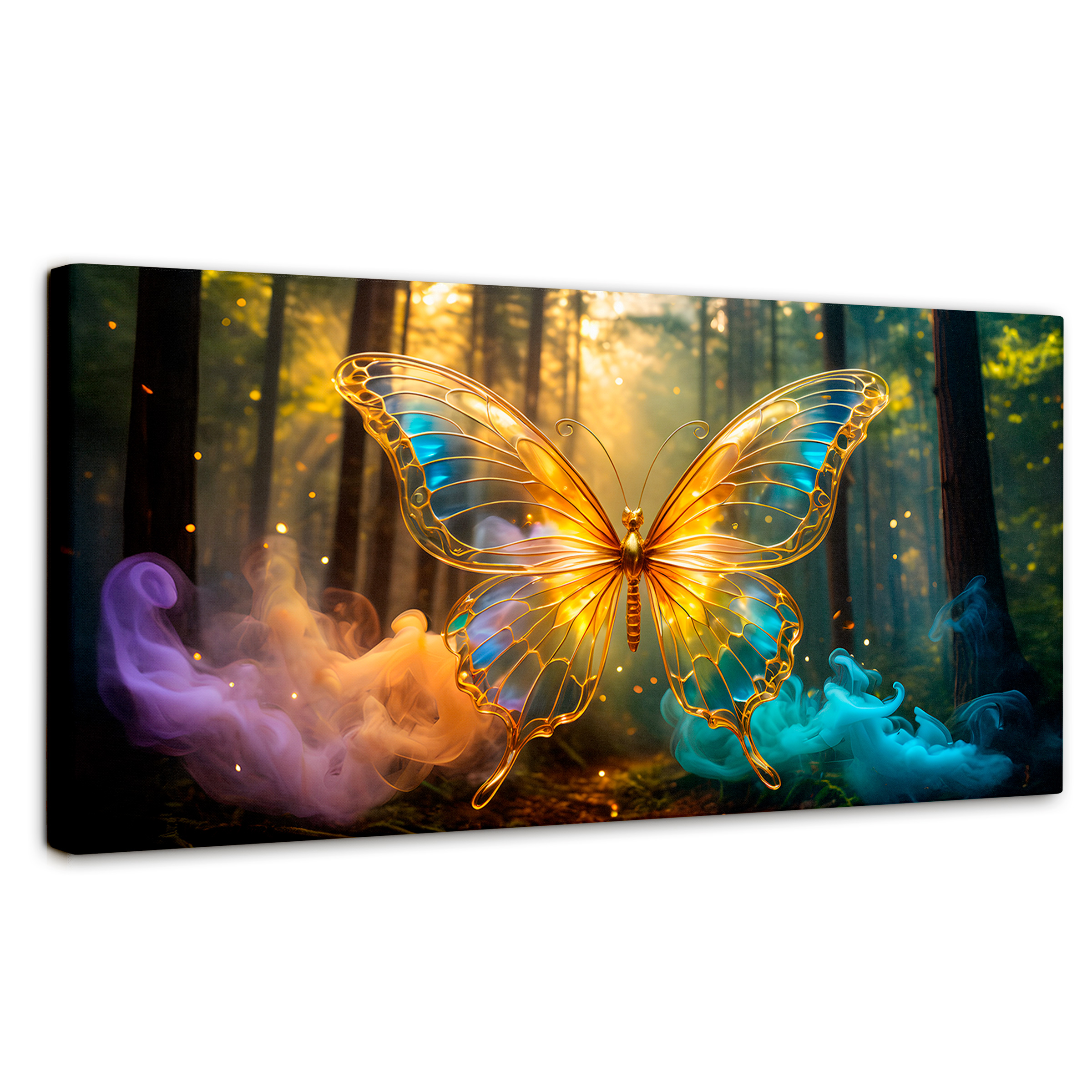 Foto 2 pulgar | Cuadro Mariposas Canvas Bosque De Cristal 120x60