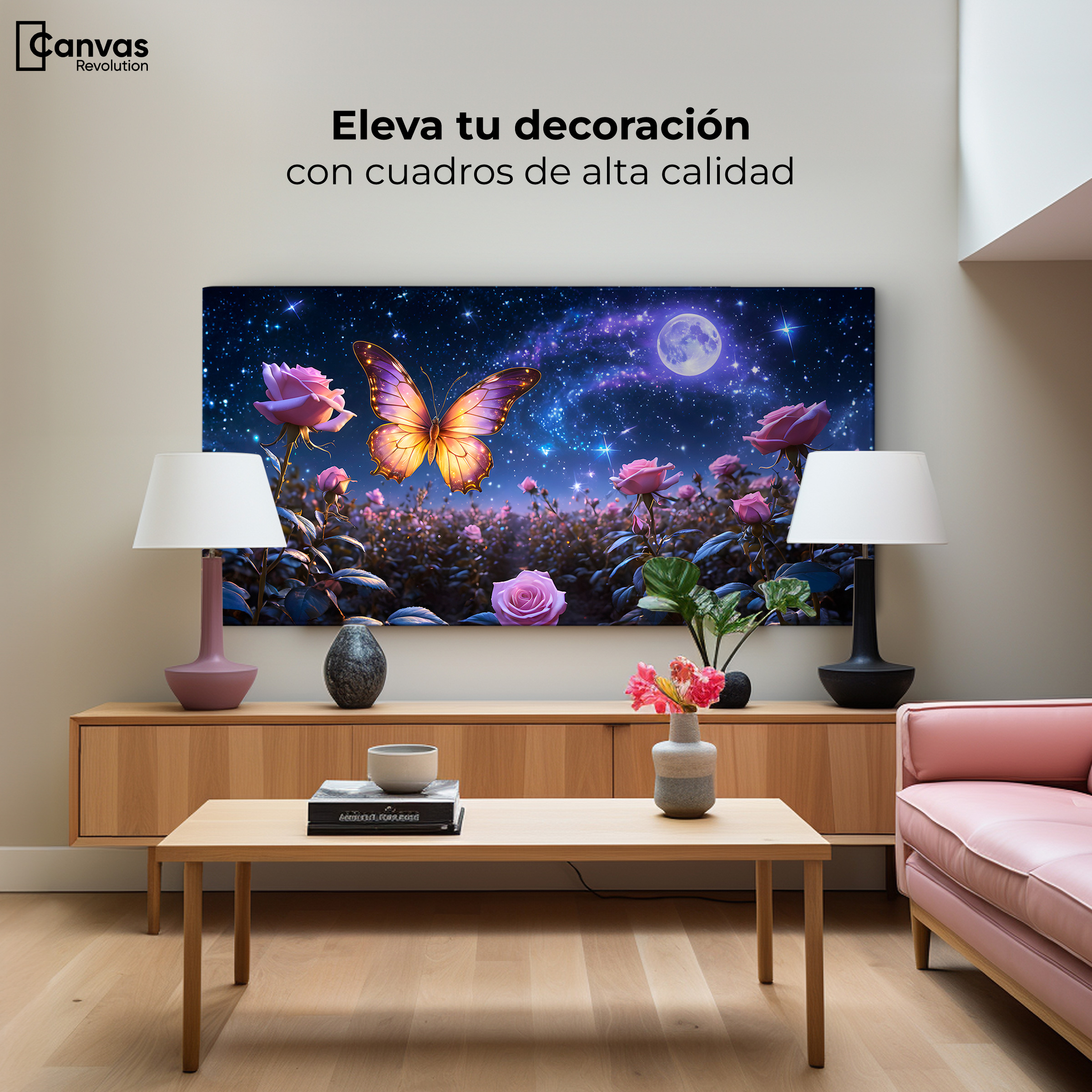 Foto 4 pulgar | Cuadro Mariposas Canvas Mariposa Lunar 120x60