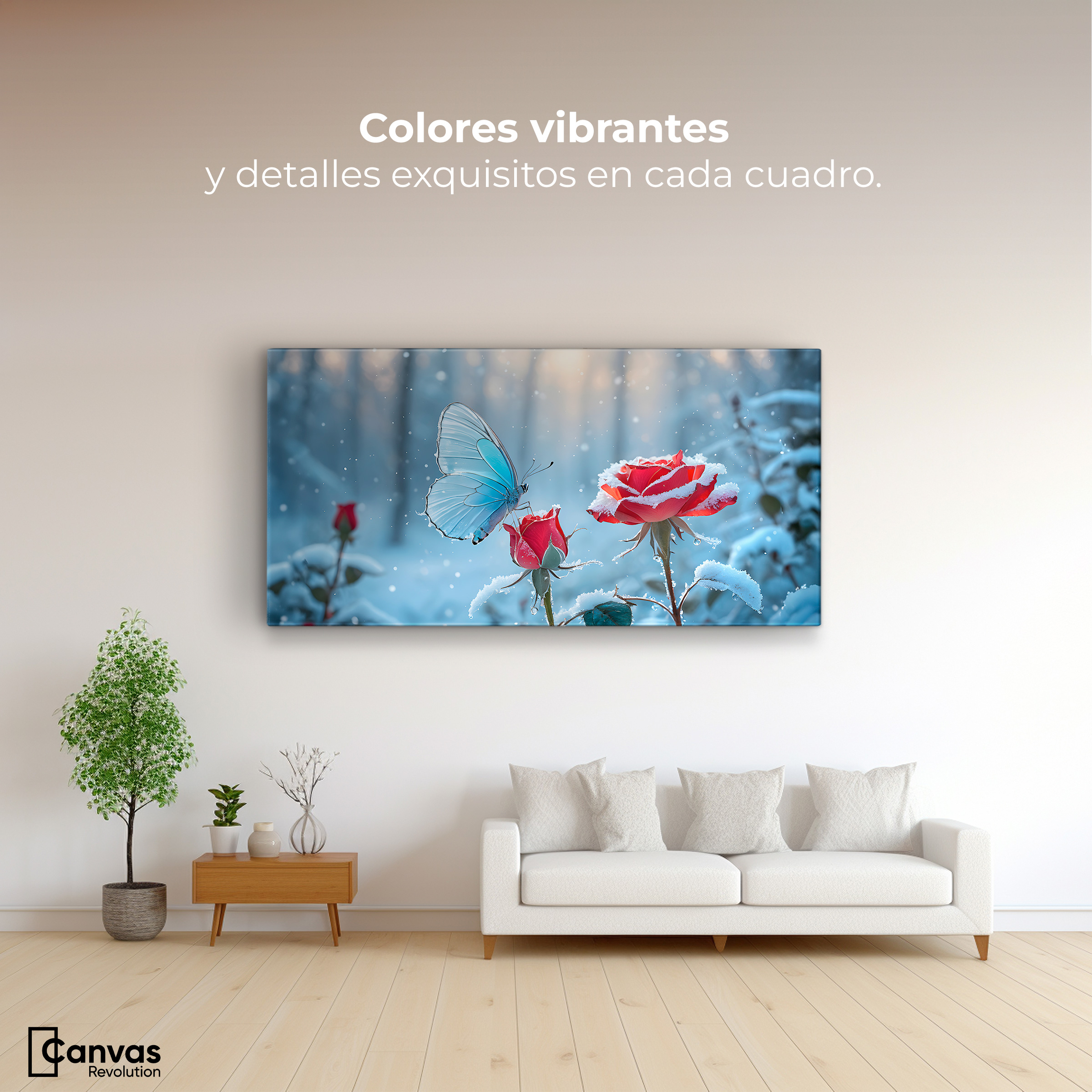 Foto 2 | Cuadro Mariposas Canvas Rosa Y Fragilidad 120x60