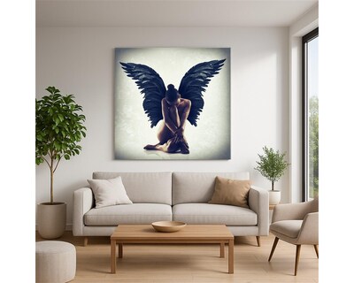 Foto 1 | Cuadro Decorativo - Ángel Caído - 100x100 Cm - Entelado