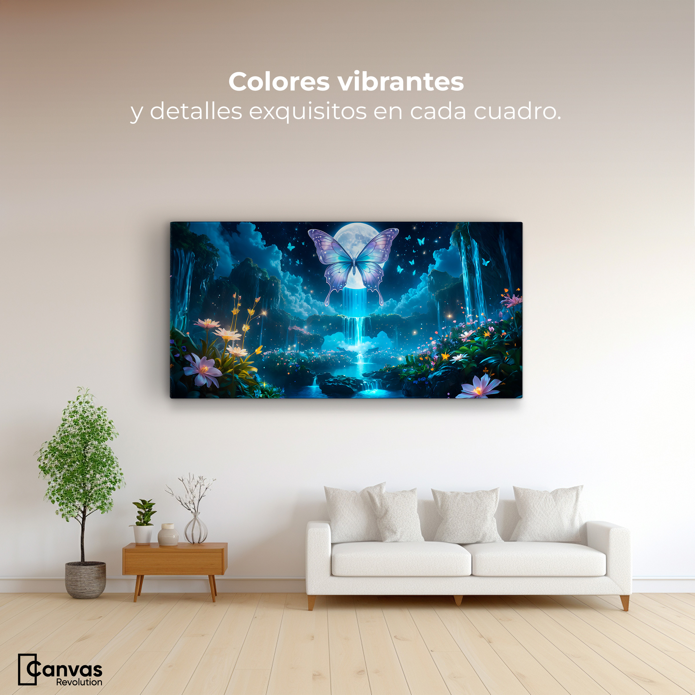 Foto 3 pulgar | Cuadro Mariposas Canvas Alas En La Noche 120x60