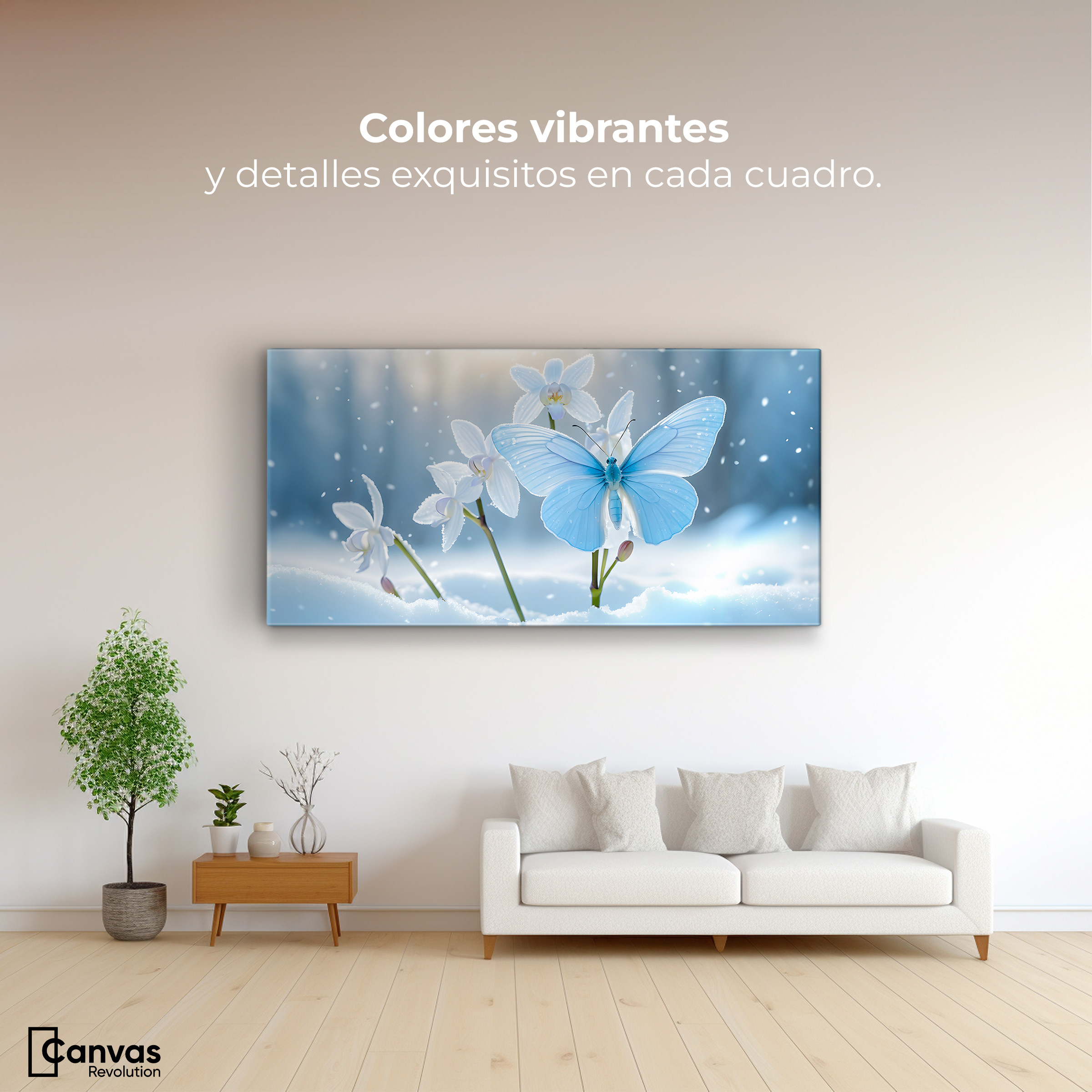 Foto 3 pulgar | Cuadro Mariposas Canvas Alas En Hielo 120x60