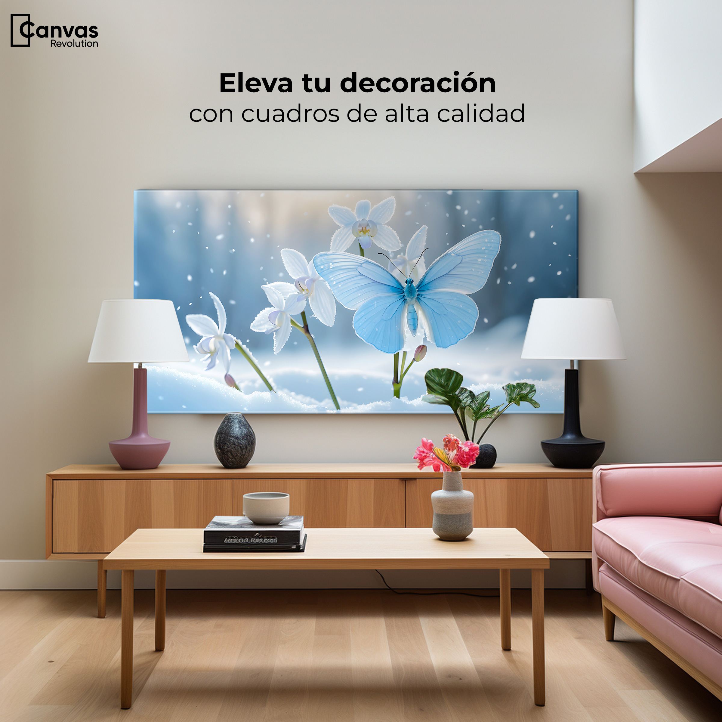 Foto 4 pulgar | Cuadro Mariposas Canvas Alas En Hielo 120x60