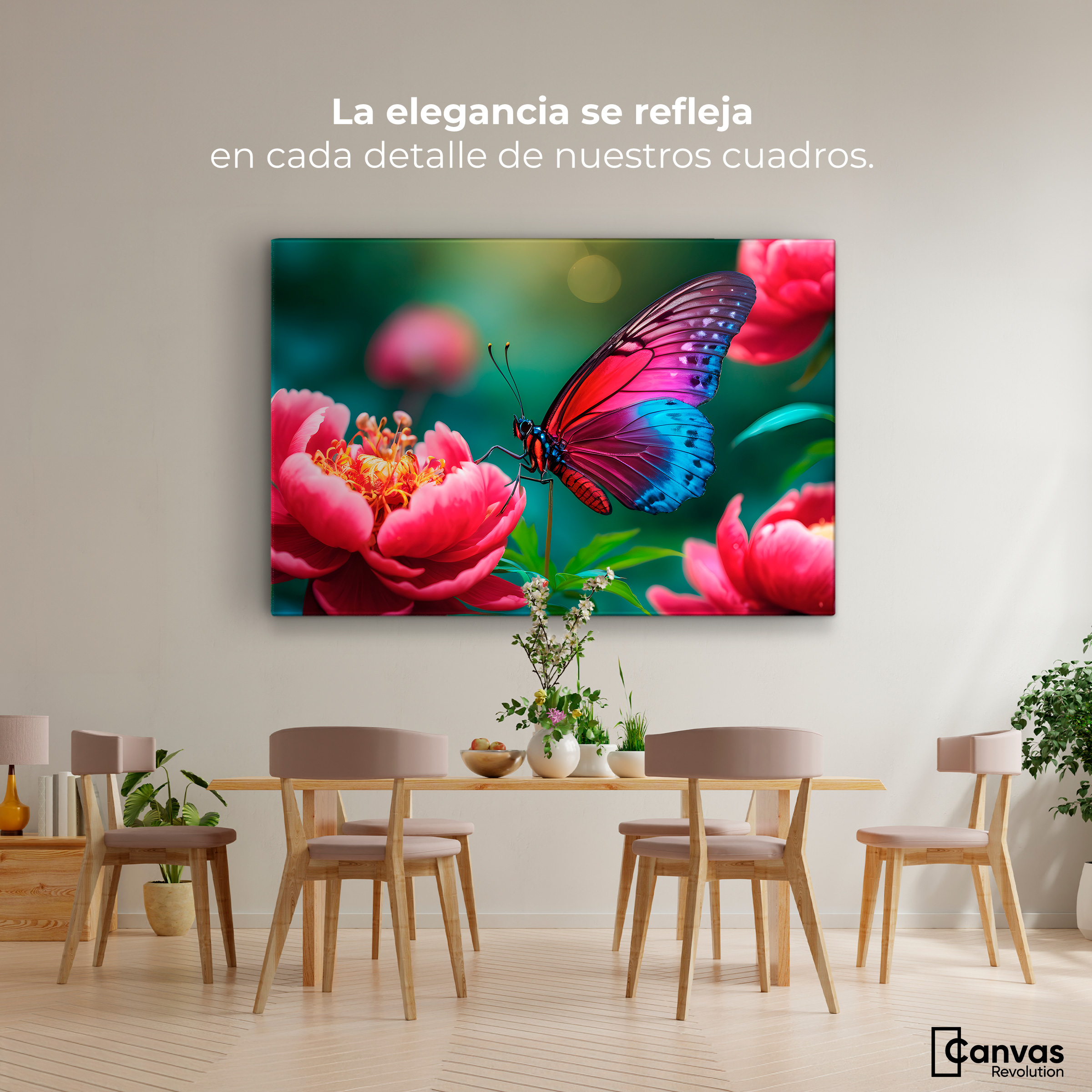 Foto 3 pulgar | Cuadro Mariposas Canvas  Flor De Pasión 90x60