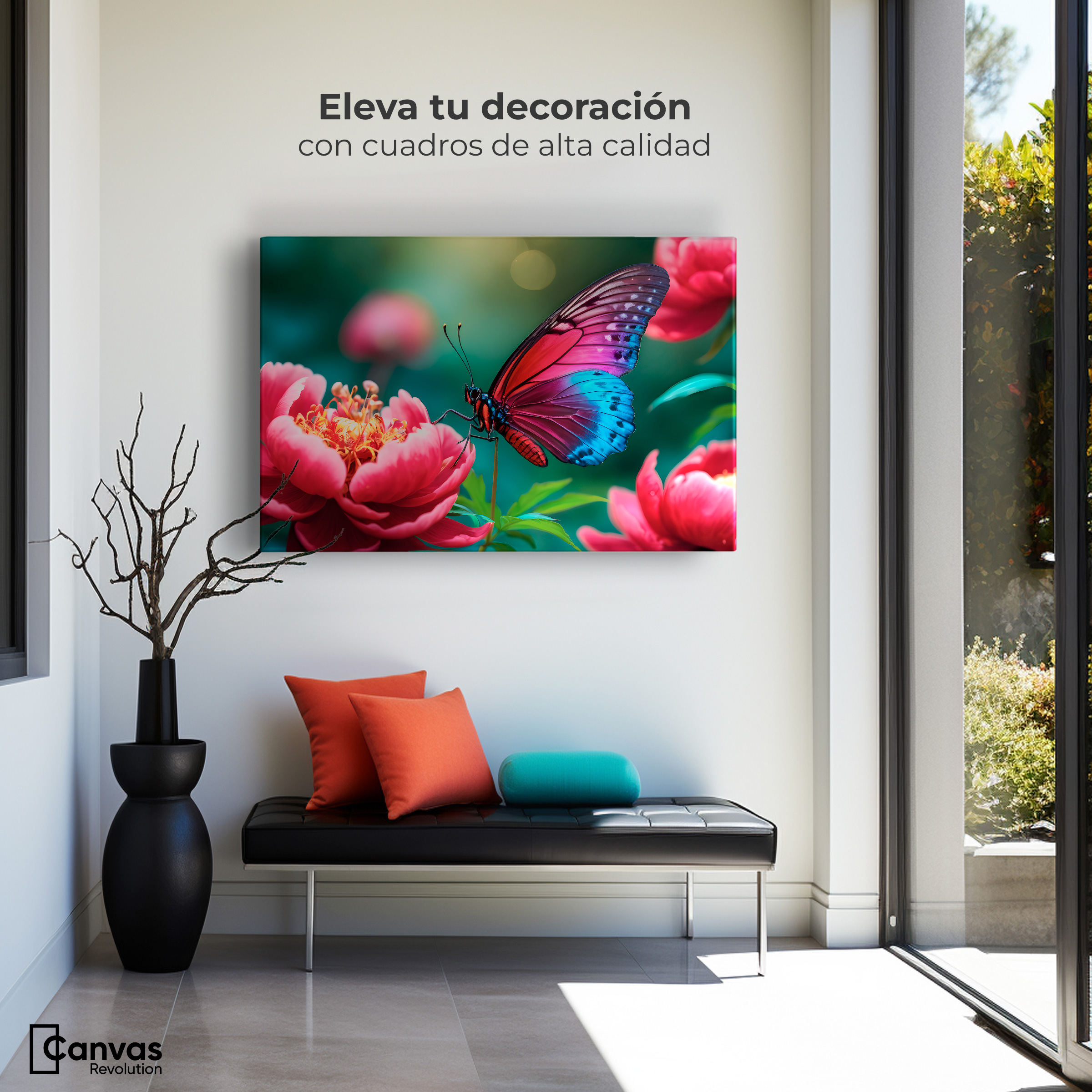 Foto 3 | Cuadro Mariposas Canvas  Flor De Pasión 90x60