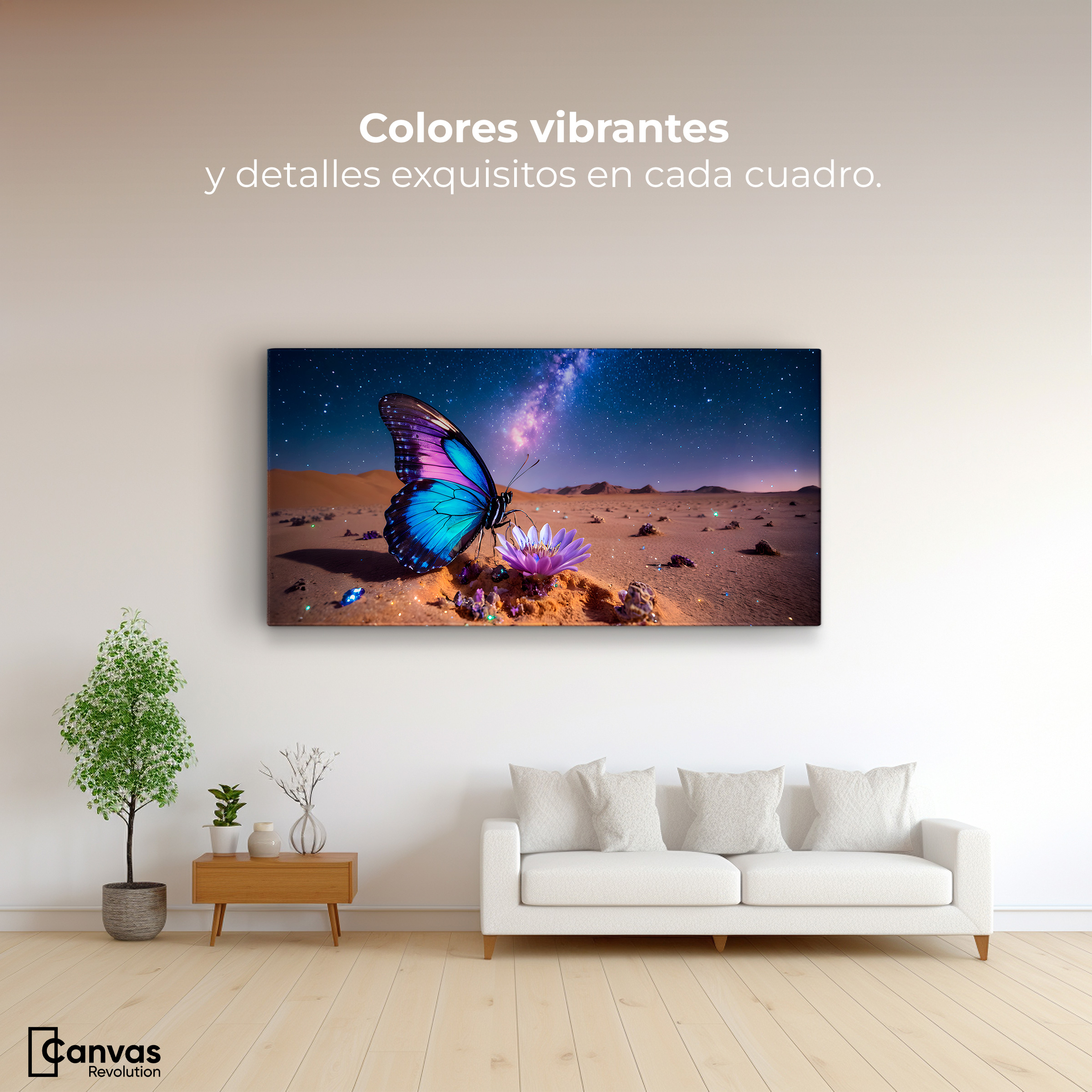 Foto 3 pulgar | Cuadro Mariposas Canvas Alas Del Desierto 120x60