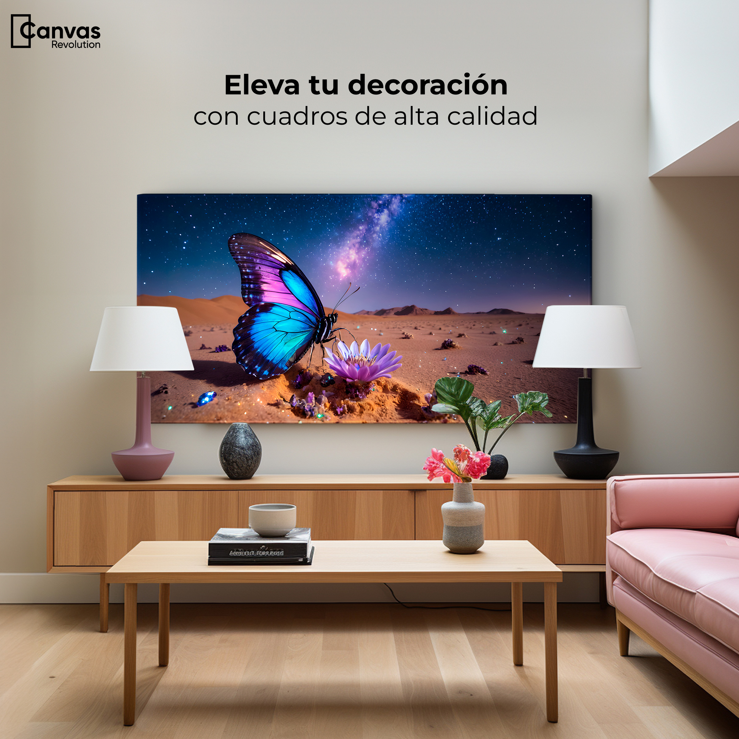 Foto 4 pulgar | Cuadro Mariposas Canvas Alas Del Desierto 120x60