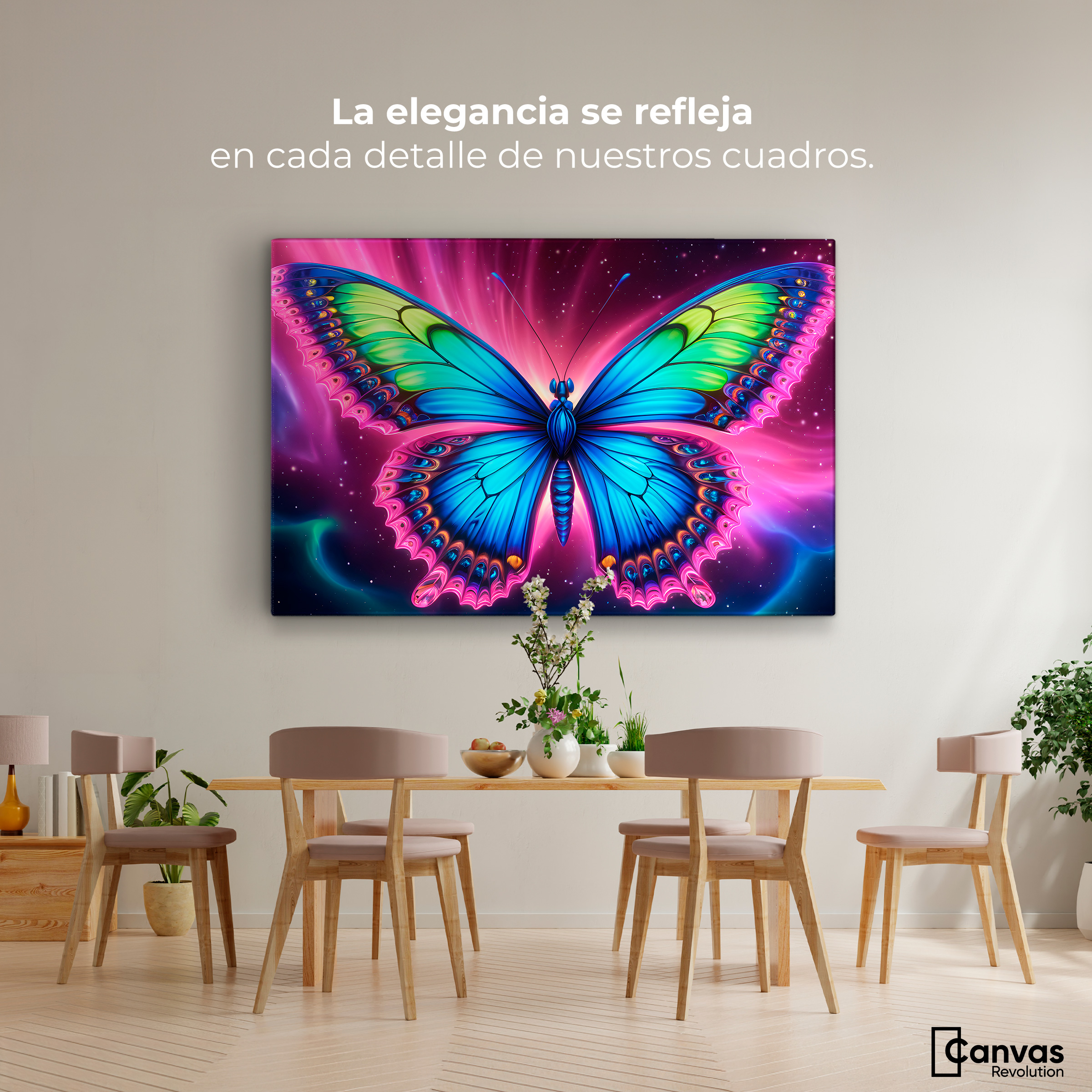 Foto 3 pulgar | Cuadro Mariposas Canvas Mariposa Nebulosa 90x60