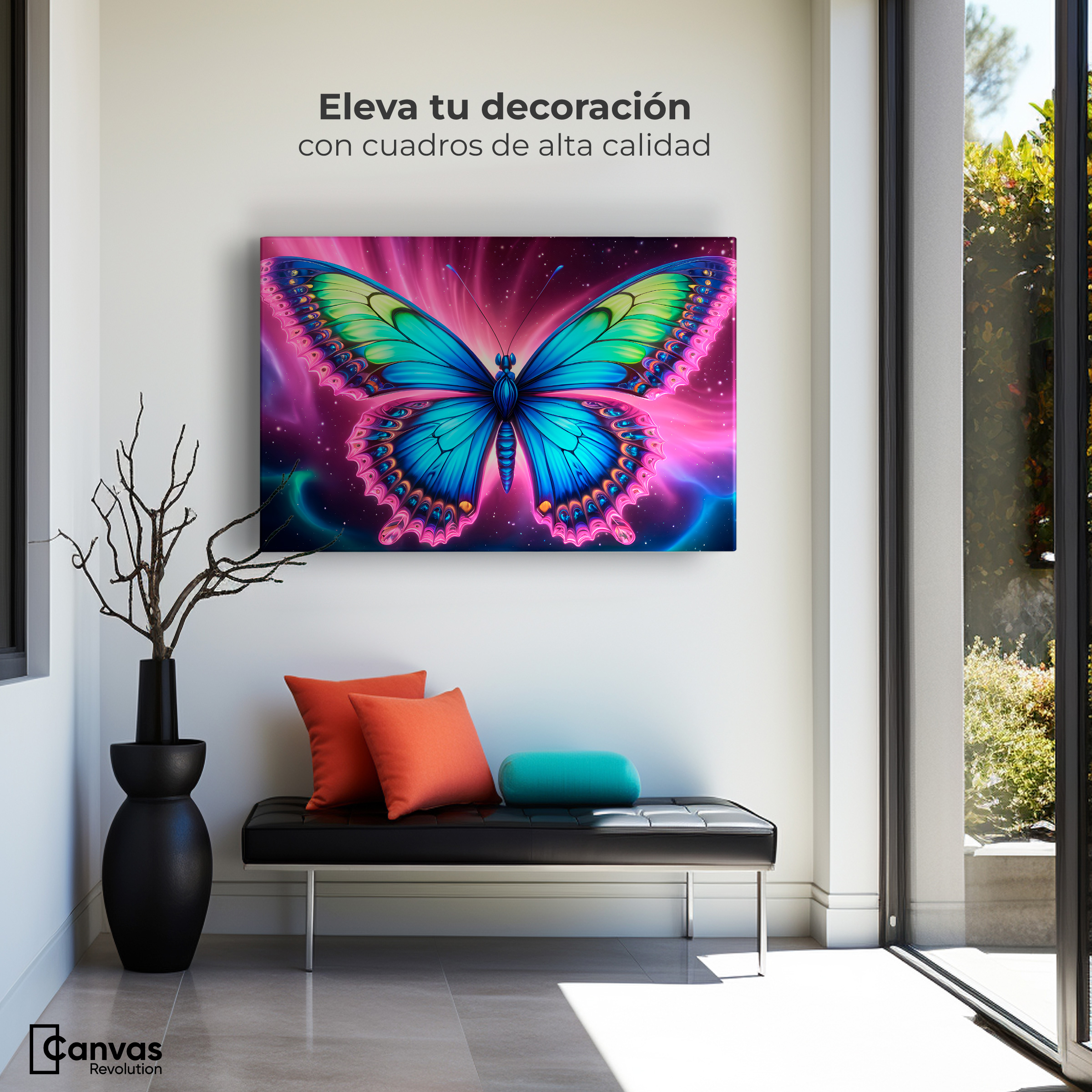 Foto 4 pulgar | Cuadro Mariposas Canvas Mariposa Nebulosa 90x60