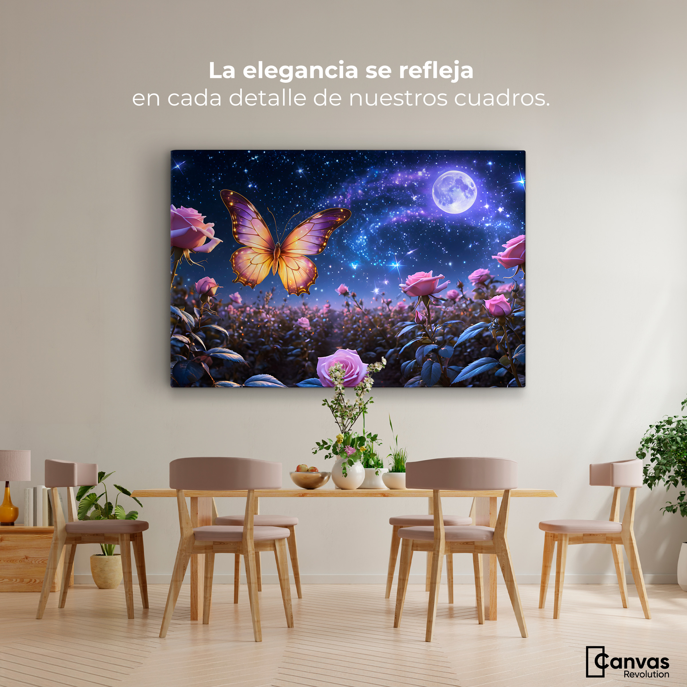 Foto 3 pulgar | Cuadro Mariposas Canvas Mariposa Lunar 90x60