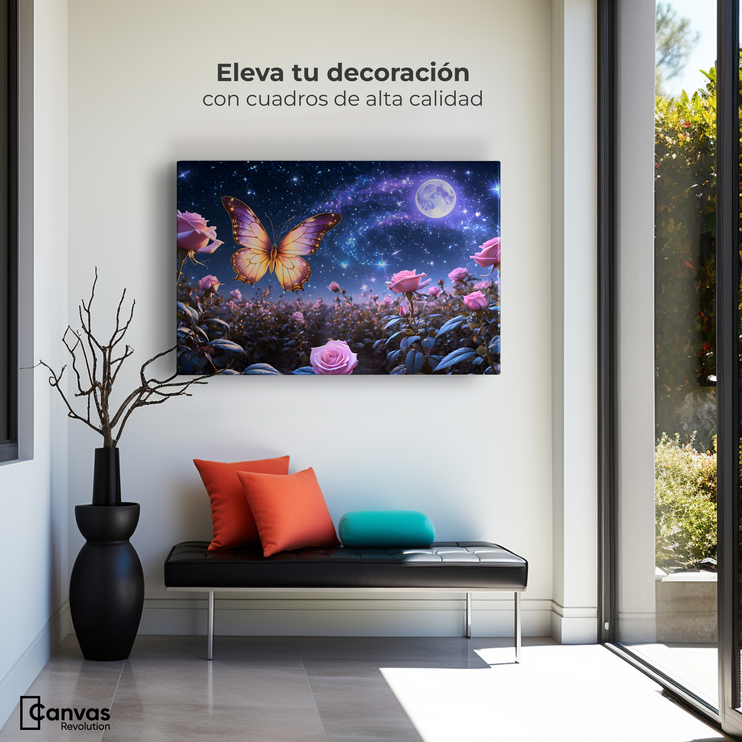 Foto 4 pulgar | Cuadro Mariposas Canvas Mariposa Lunar 90x60