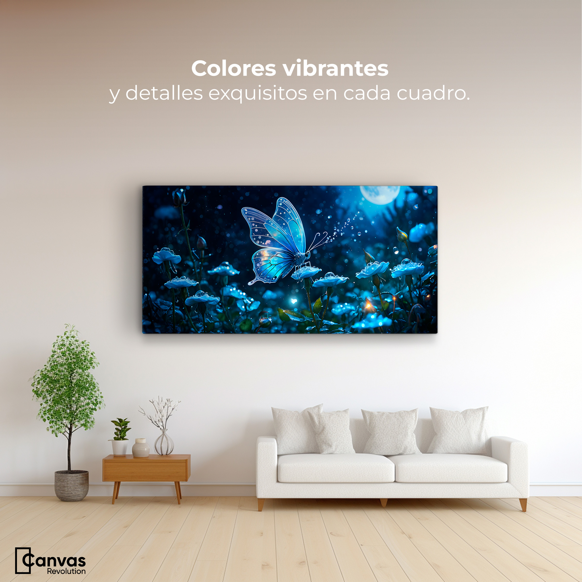 Foto 3 pulgar | Cuadro Mariposas Canvas Mariposa Y Rocío 120x60