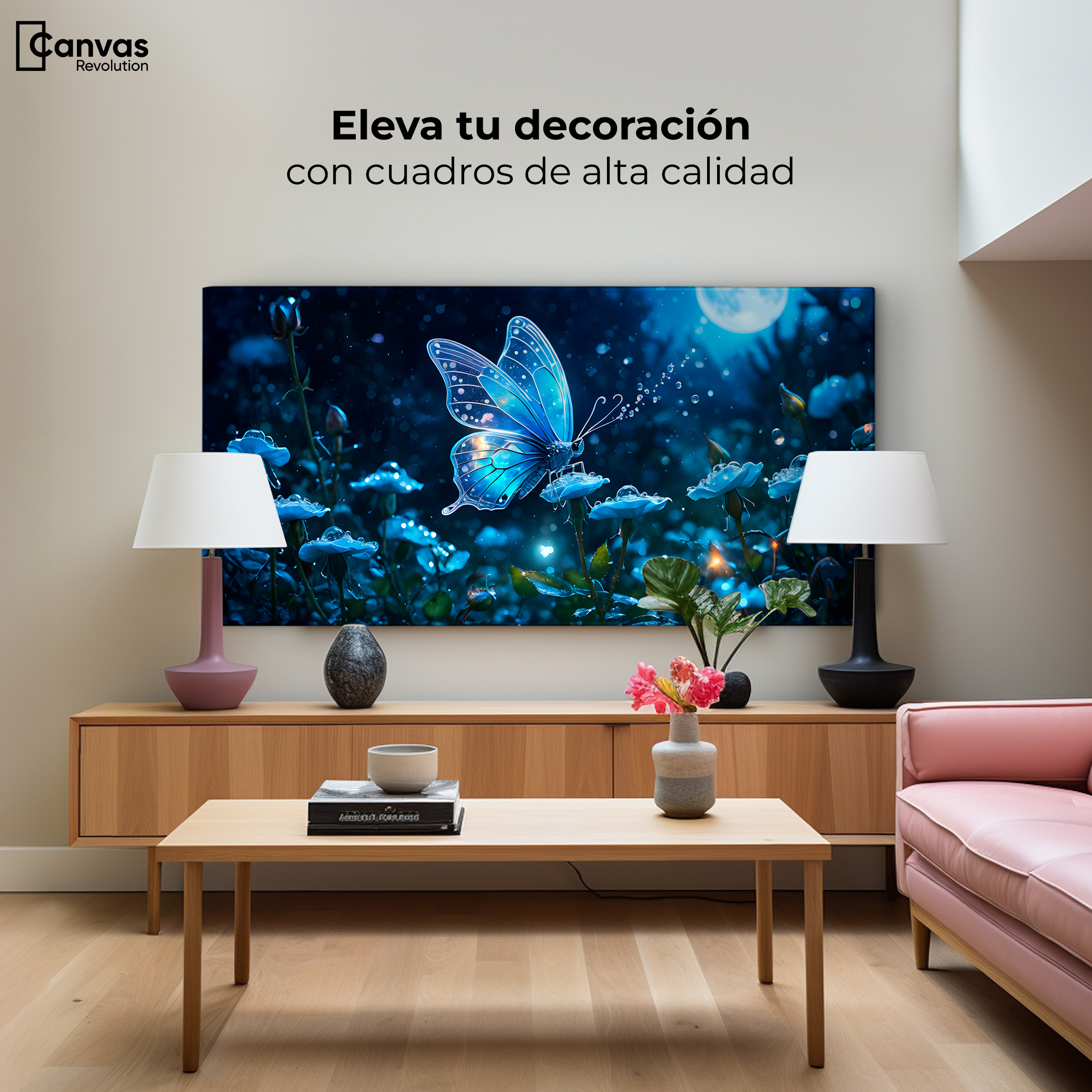 Foto 4 pulgar | Cuadro Mariposas Canvas Mariposa Y Rocío 120x60