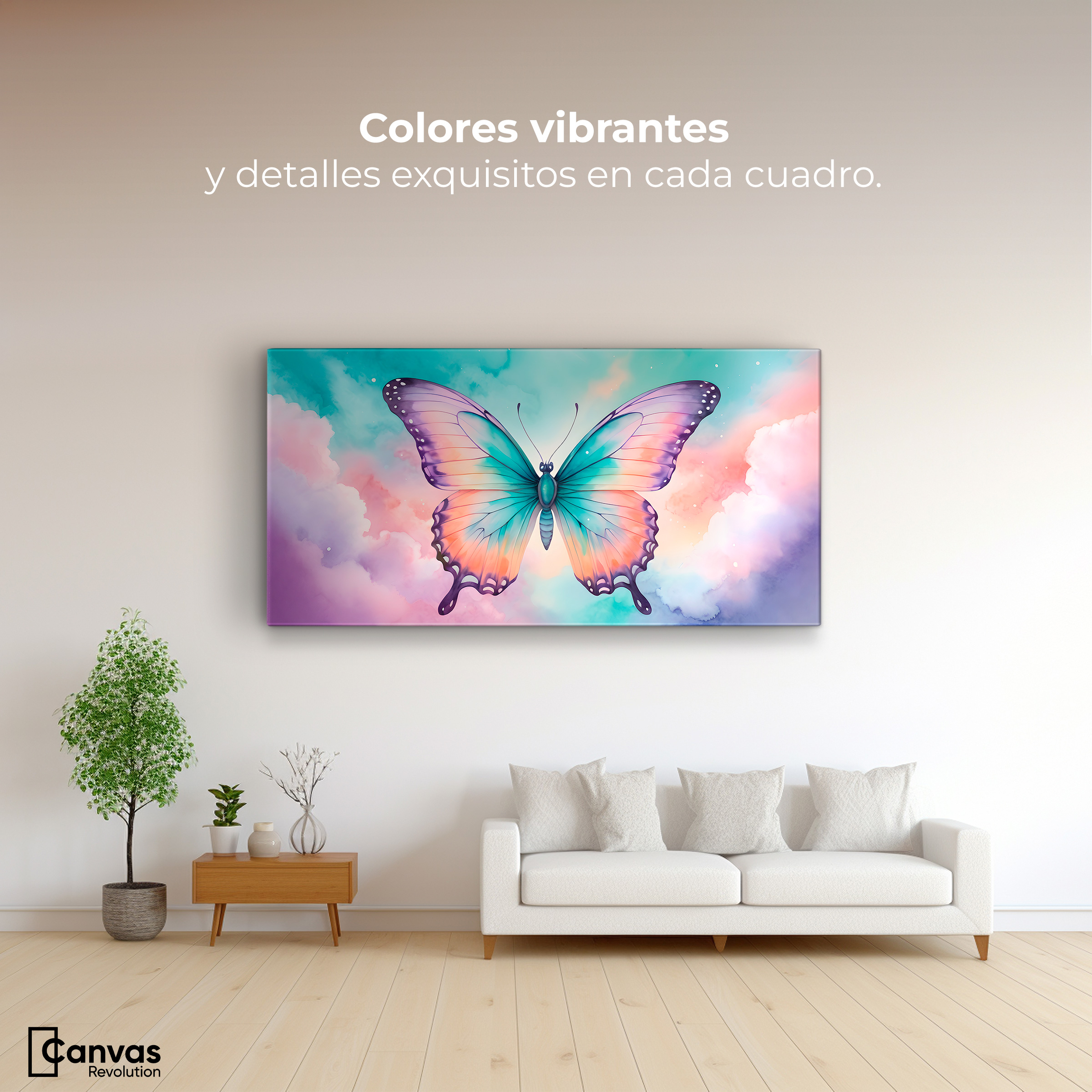 Foto 2 | Cuadro Mariposas Canvas Mariposa Celeste 120x60