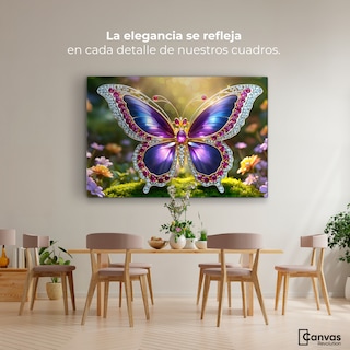 Foto 2 | Cuadro Mariposas Canvas Danza De Gemas 90x60