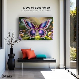 Foto 3 | Cuadro Mariposas Canvas Danza De Gemas 90x60