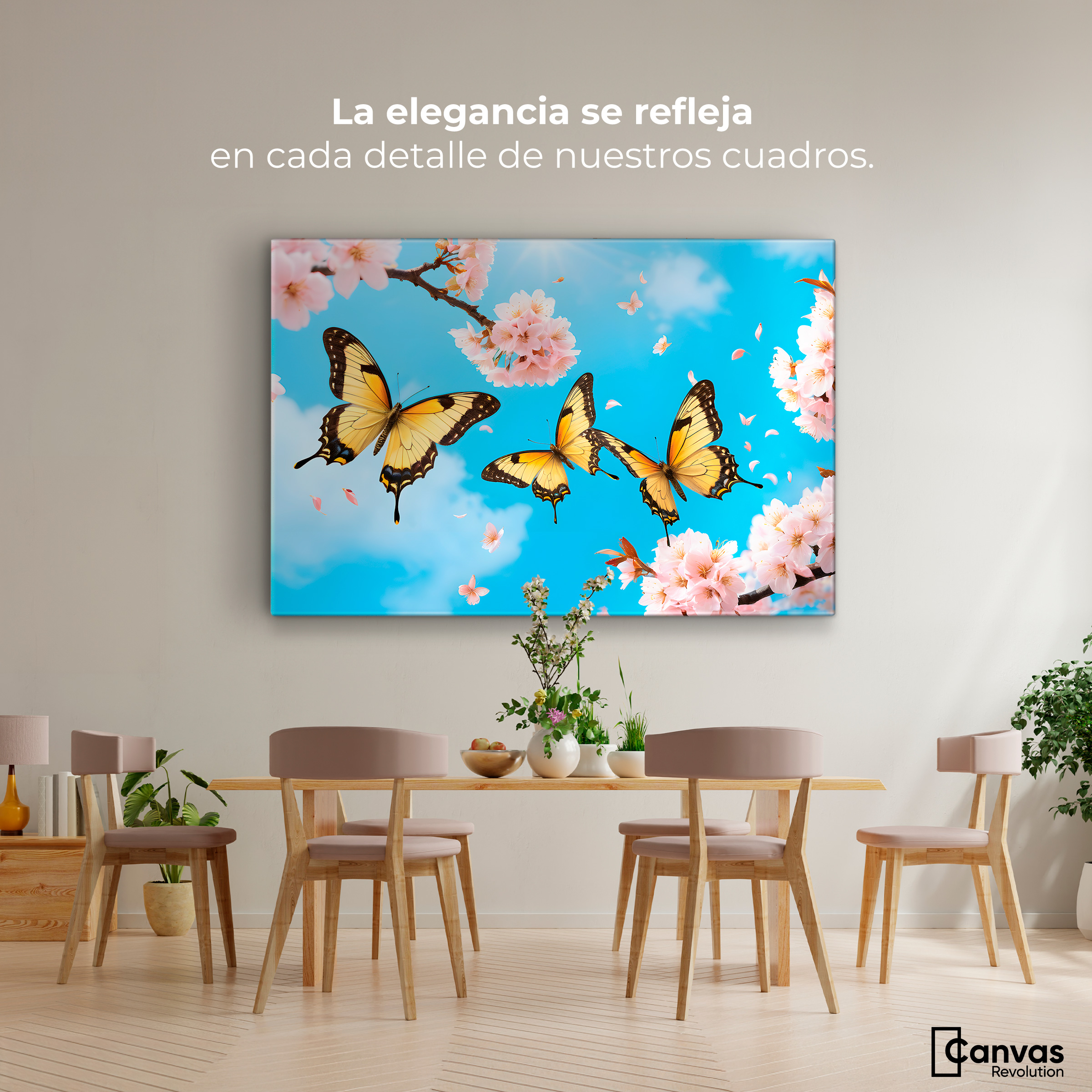 Foto 3 pulgar | Cuadro Mariposas Canvas Alas De Cerezo 90x60