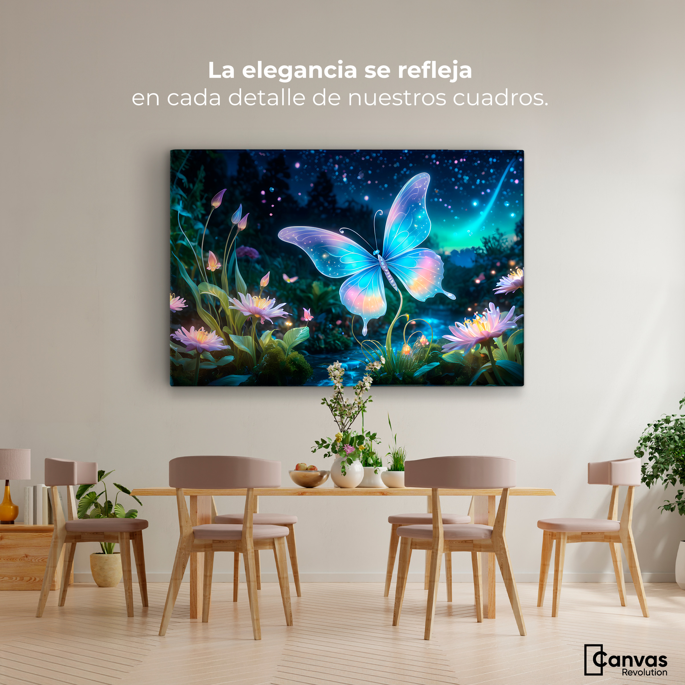 Foto 2 | Cuadro Mariposas Canvas Alas En El Río 90x60
