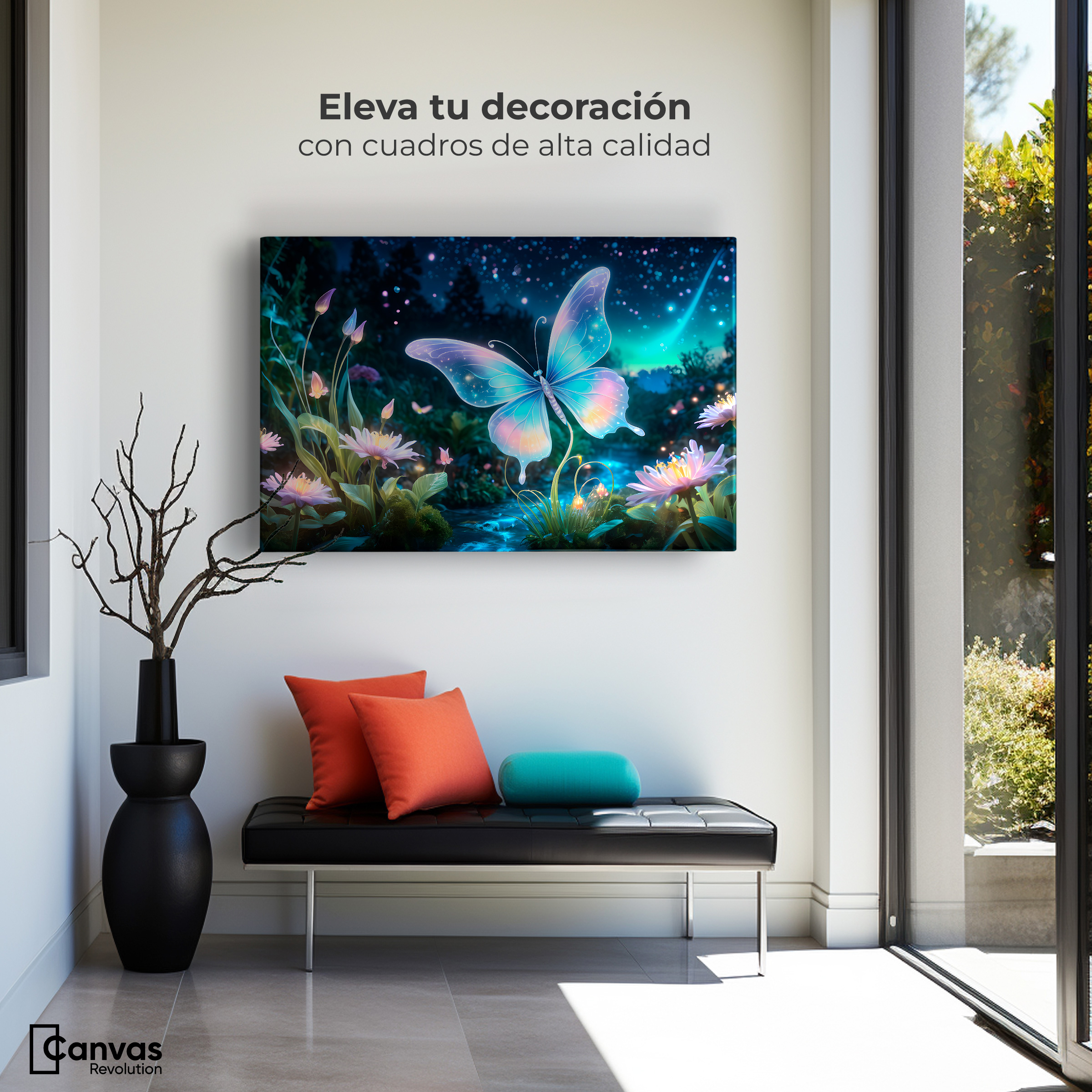 Foto 4 pulgar | Cuadro Mariposas Canvas Alas En El Río 90x60