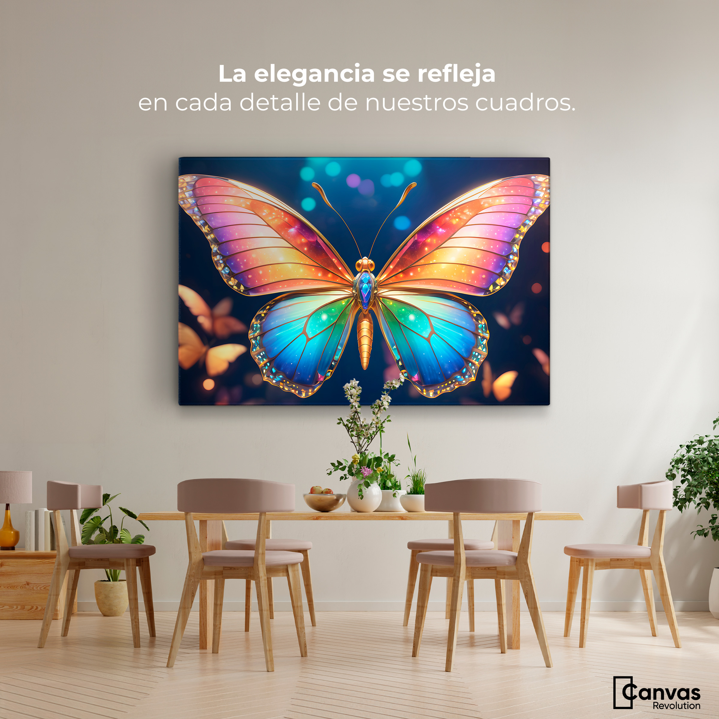 Foto 3 pulgar | Cuadro Mariposas Canvas Gemas En La Noche 90x60