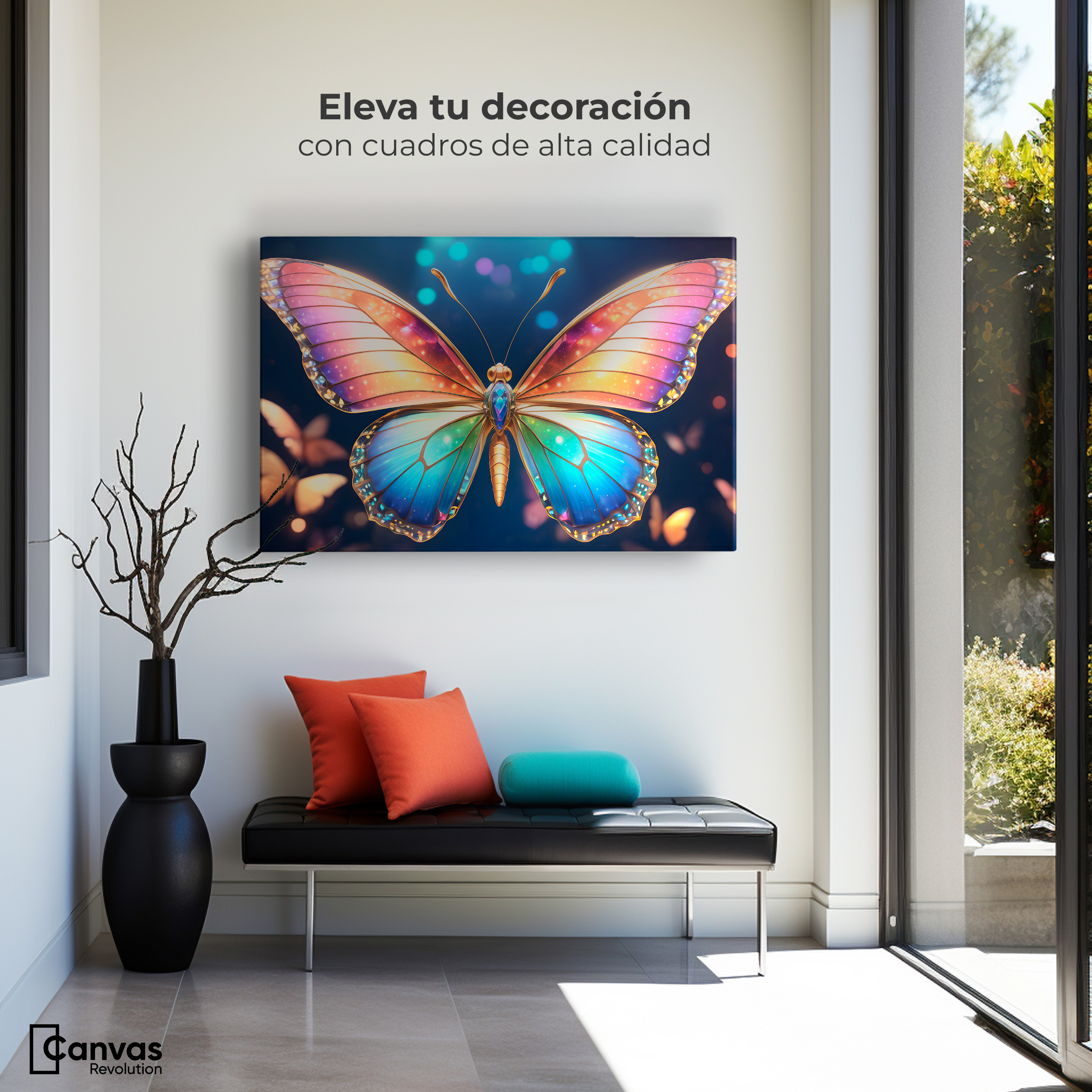 Foto 4 pulgar | Cuadro Mariposas Canvas Gemas En La Noche 90x60