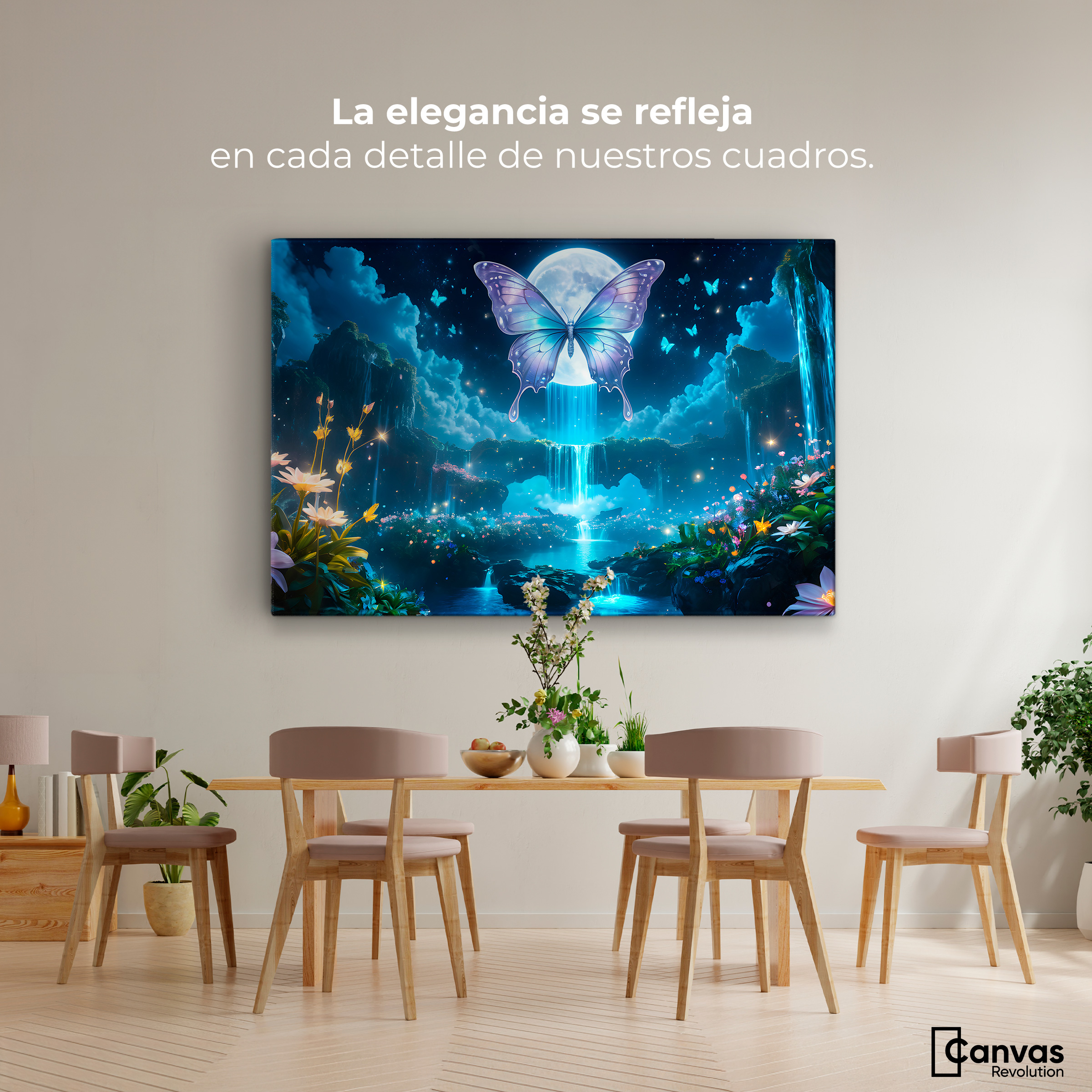 Foto 3 pulgar | Cuadro Mariposas Canvas Alas En La Noche 90x60