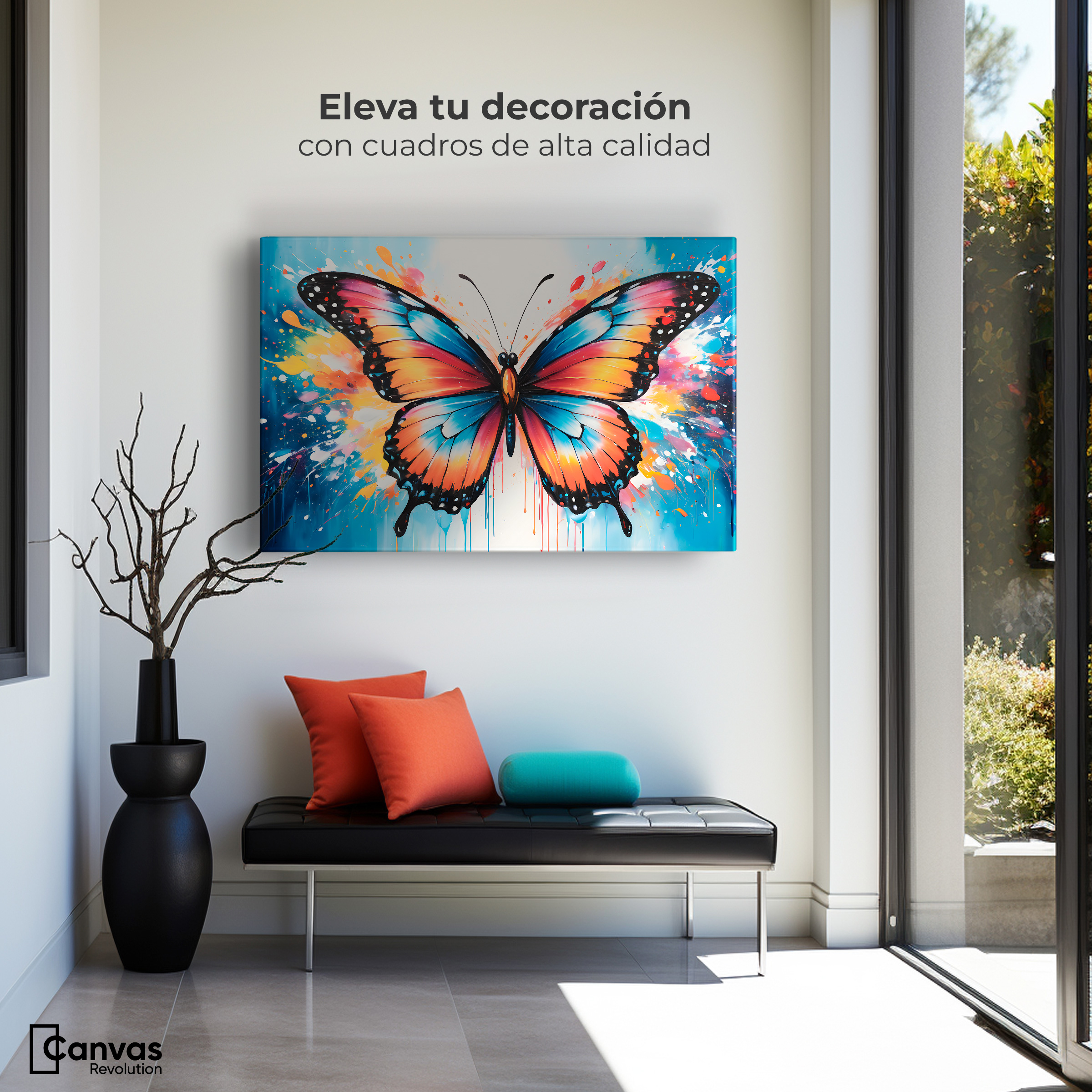 Foto 4 pulgar | Cuadro Mariposas Canvas Mariposa Y Arte 90x60