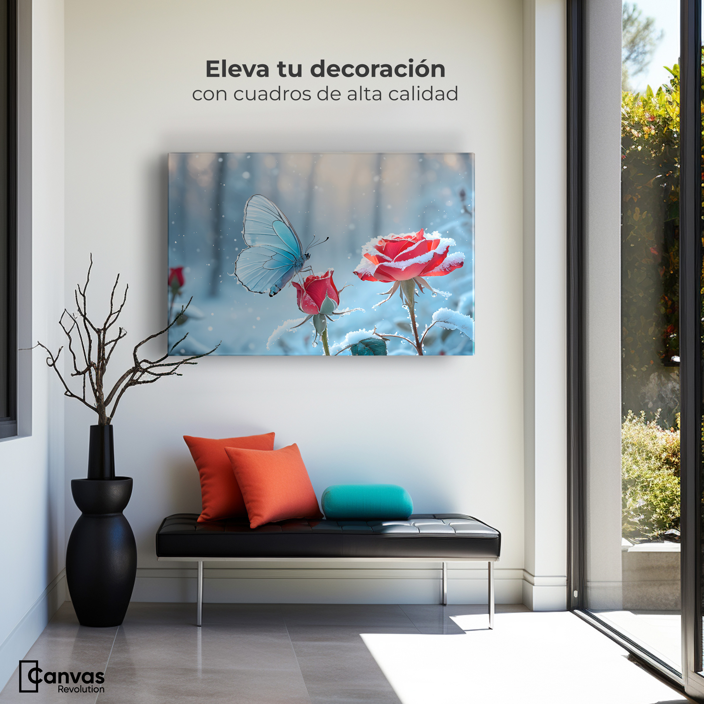 Foto 3 | Cuadro Mariposas Canvas Rosa Y Fragilidad 90x60