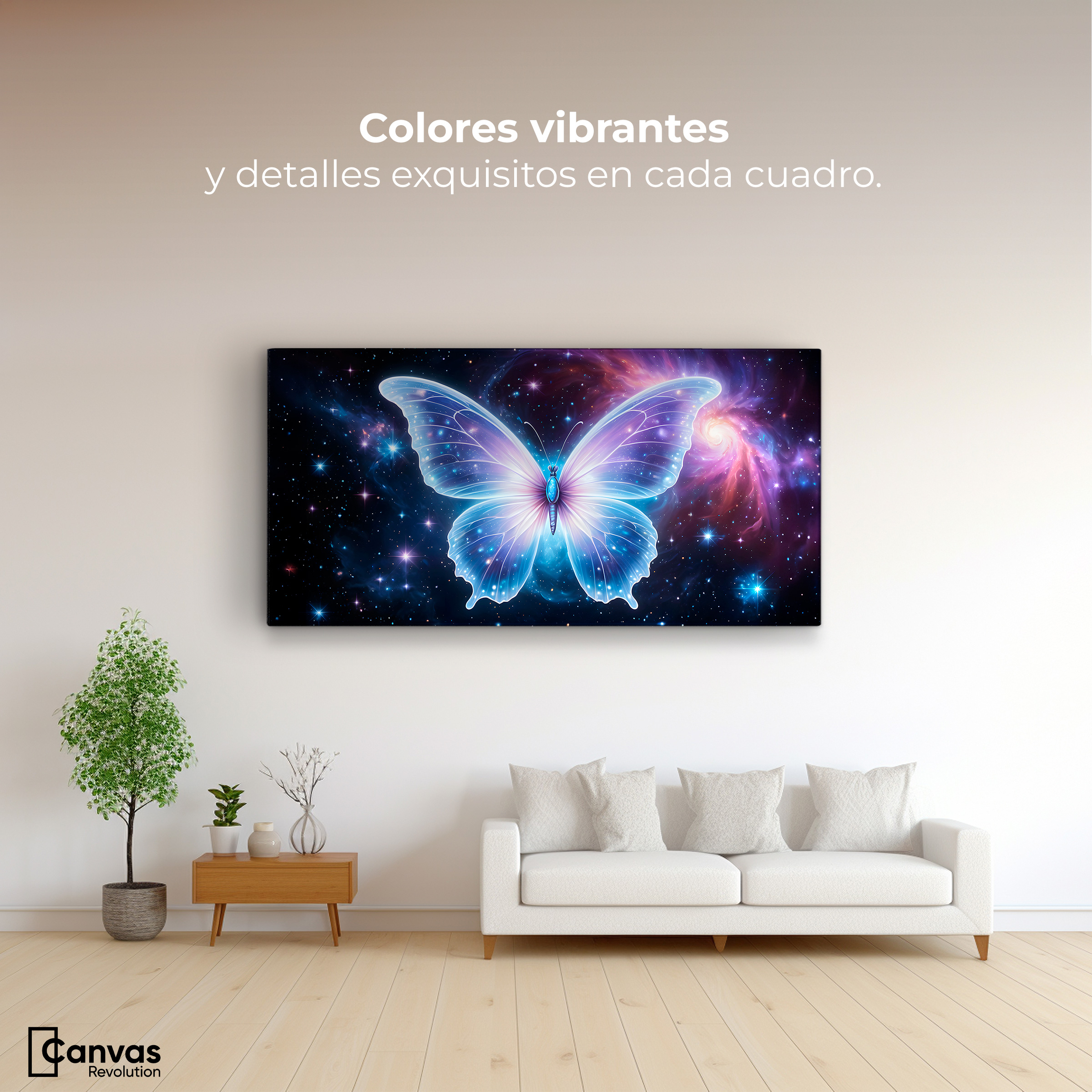 Foto 2 | Cuadro Mariposas Canvas Danza En El Cosmos 120x60