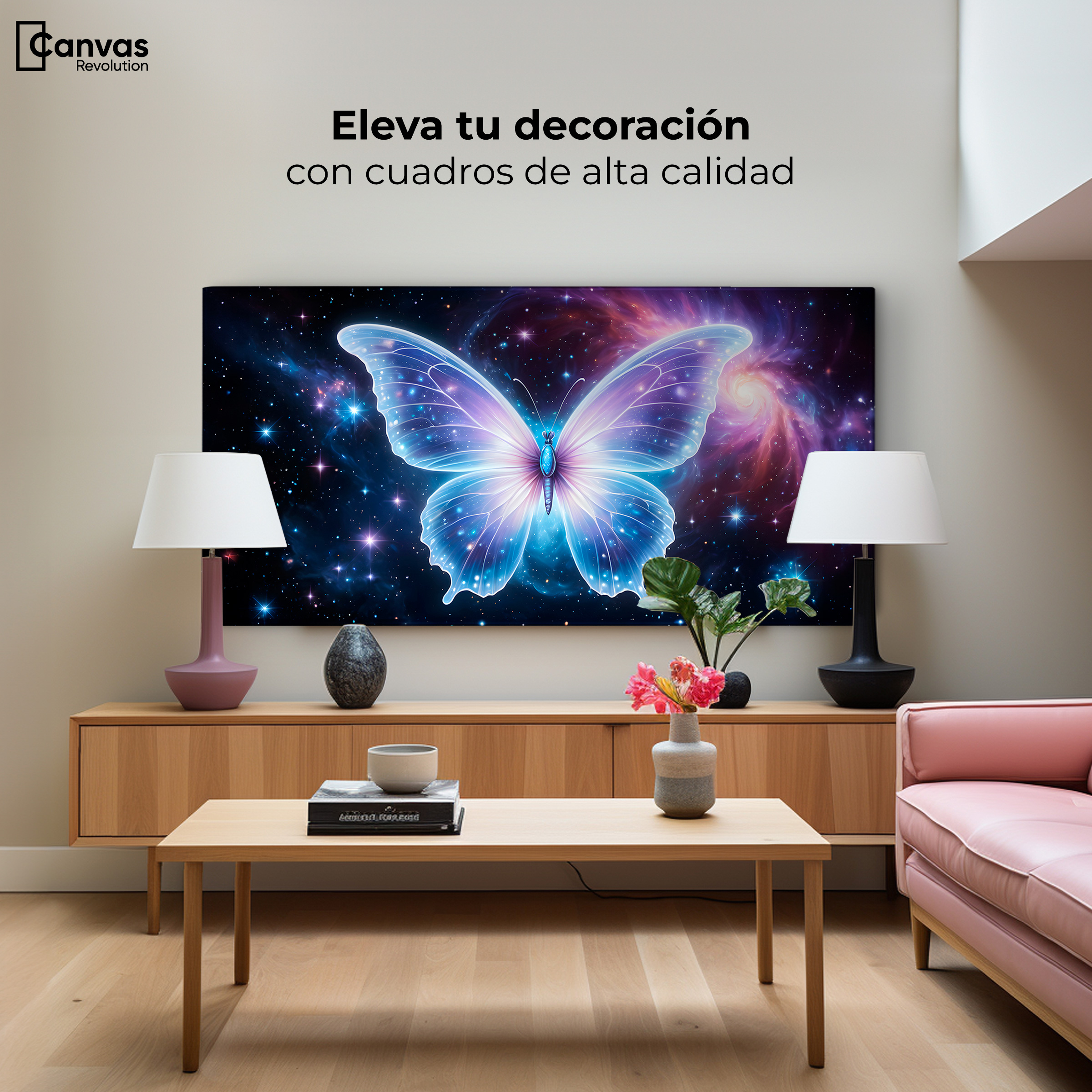 Foto 4 pulgar | Cuadro Mariposas Canvas Danza En El Cosmos 120x60