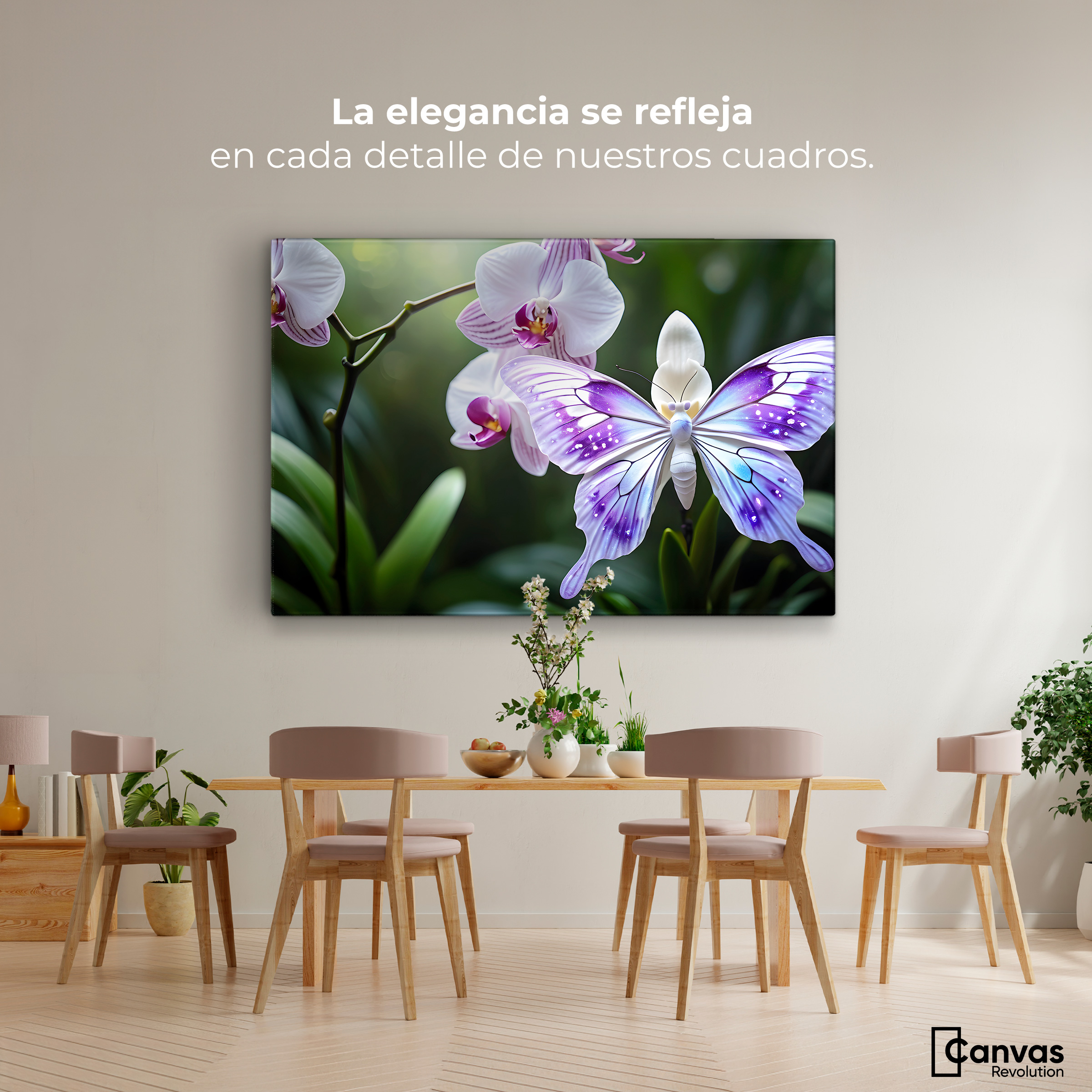 Foto 3 pulgar | Cuadro Mariposas Canvas Orquídeas Y Alas 90x60