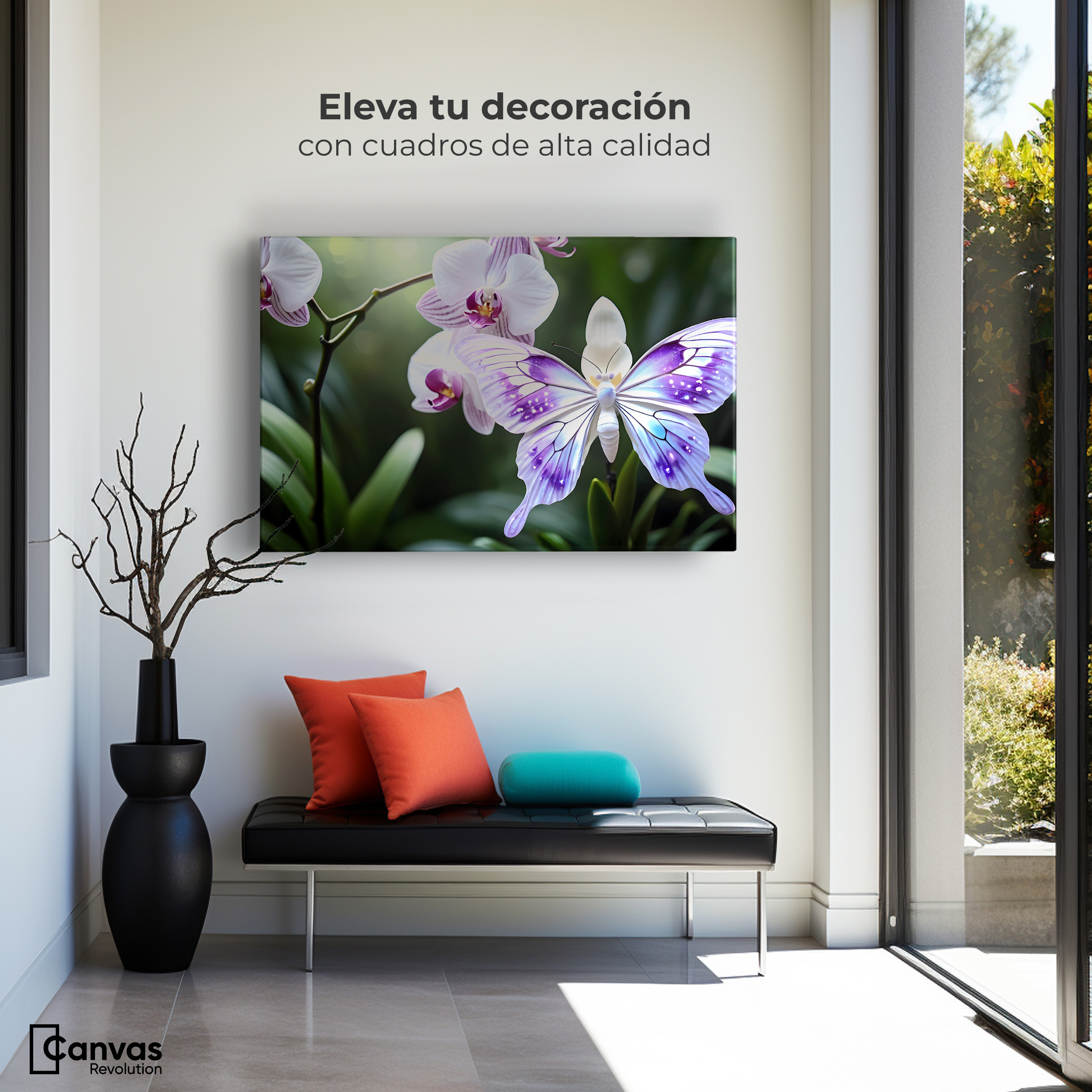 Foto 4 pulgar | Cuadro Mariposas Canvas Orquídeas Y Alas 90x60
