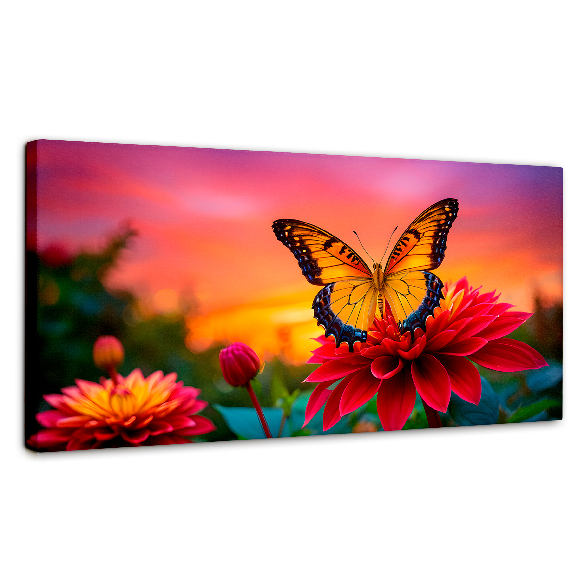 Foto 2 pulgar | Cuadro Mariposas Canvas Mariposa Y Pétalos 120x60