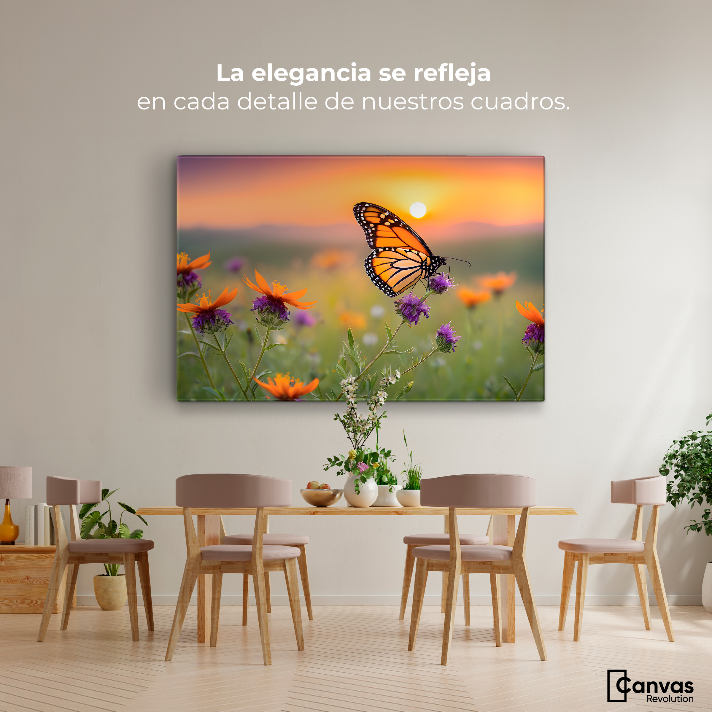 Foto 3 pulgar | Cuadro Mariposas Canvas Flores Del Alba 90x60