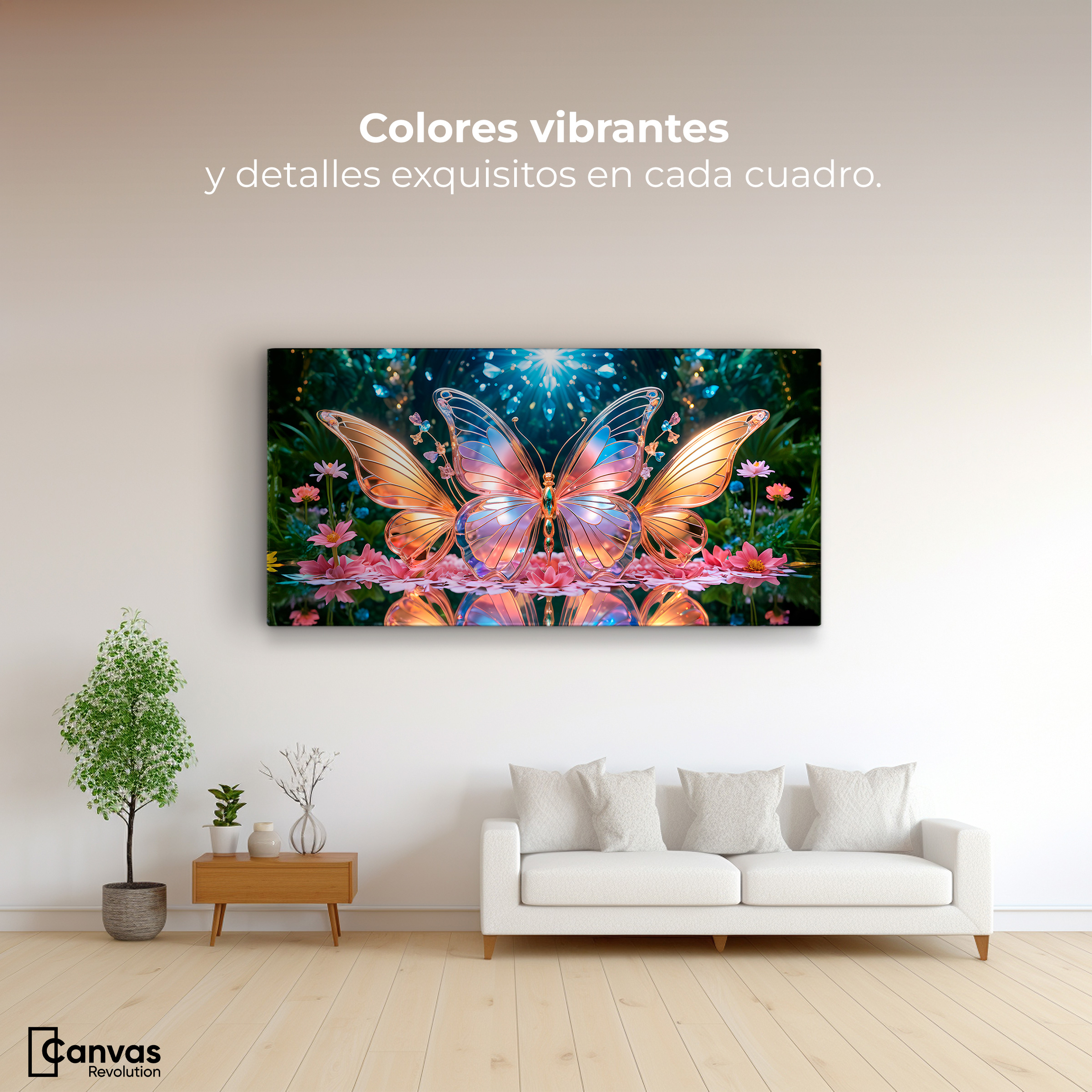Foto 3 pulgar | Cuadro Mariposas Canvas Alas De Esplendor 120x60