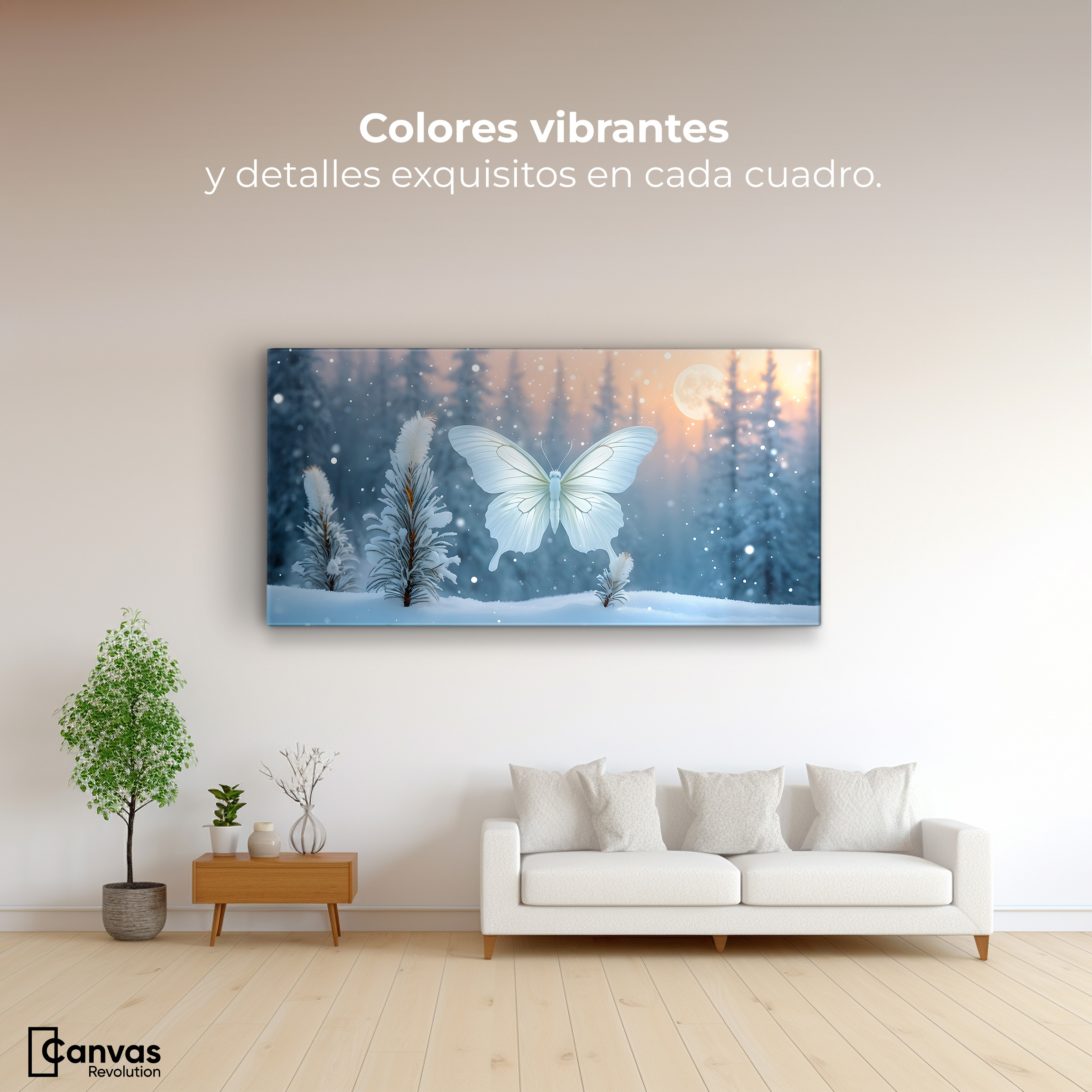 Foto 3 pulgar | Cuadro Mariposas Canvas Mariposa Invernal 120x60