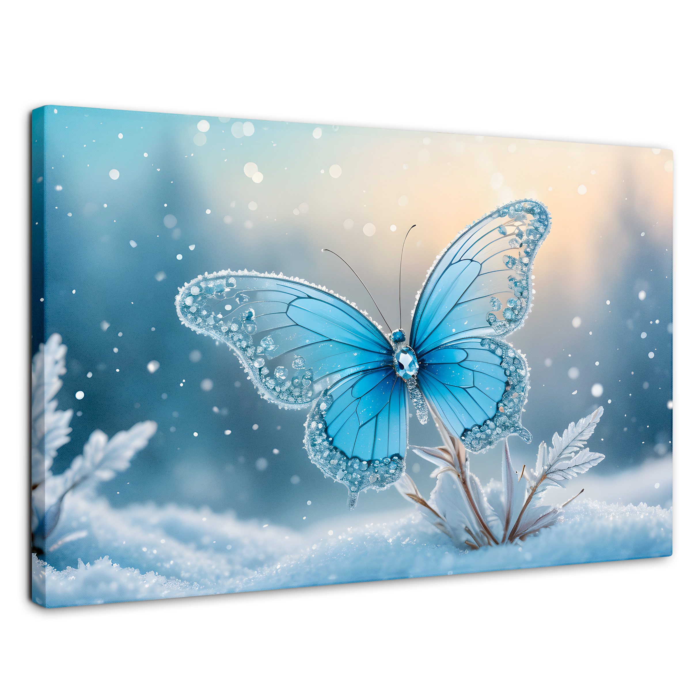 Foto 2 pulgar | Cuadro Mariposas Canvas Mariposa Y Nieve 90x60