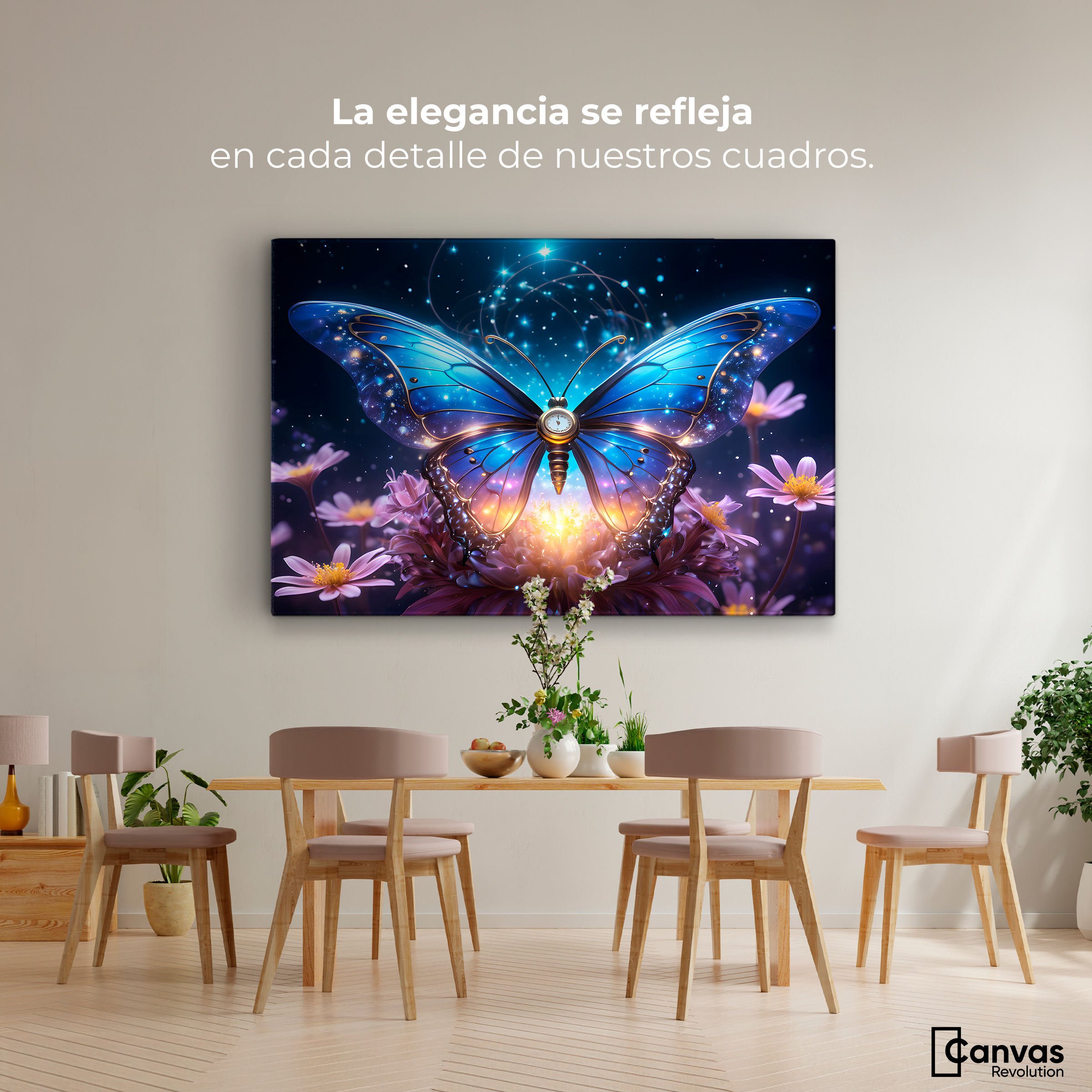 Foto 3 pulgar | Cuadro Mariposas Canvas Mariposa Celestial 90x60