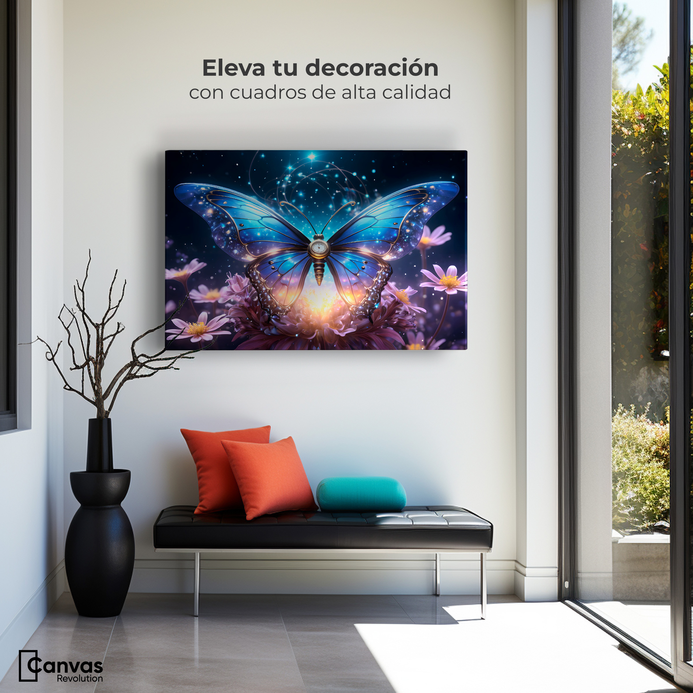 Foto 4 pulgar | Cuadro Mariposas Canvas Mariposa Celestial 90x60