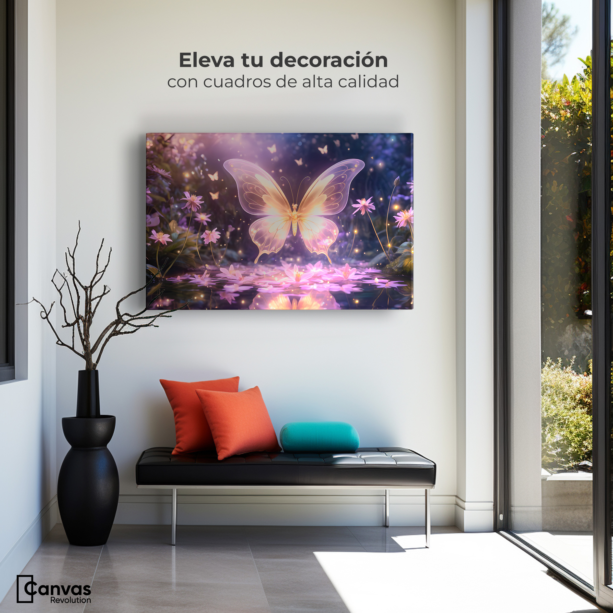 Foto 4 pulgar | Cuadro Mariposas Canvas Alas Cristalinas 90x60