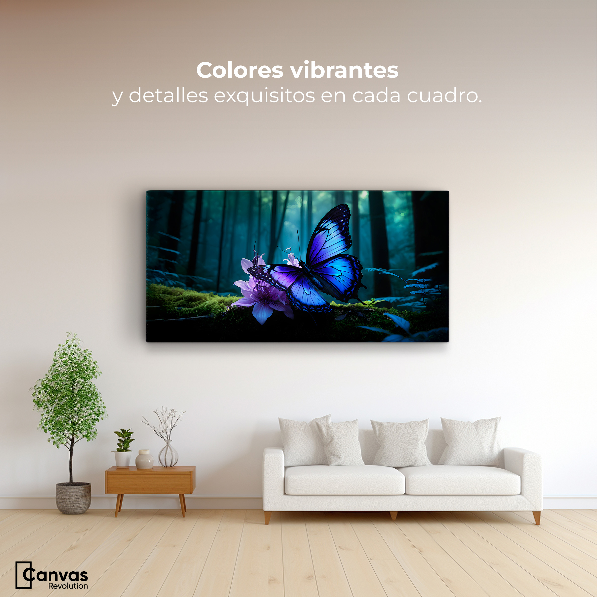 Foto 3 pulgar | Cuadro Mariposas Canvas Alas Entre Árboles 120x60