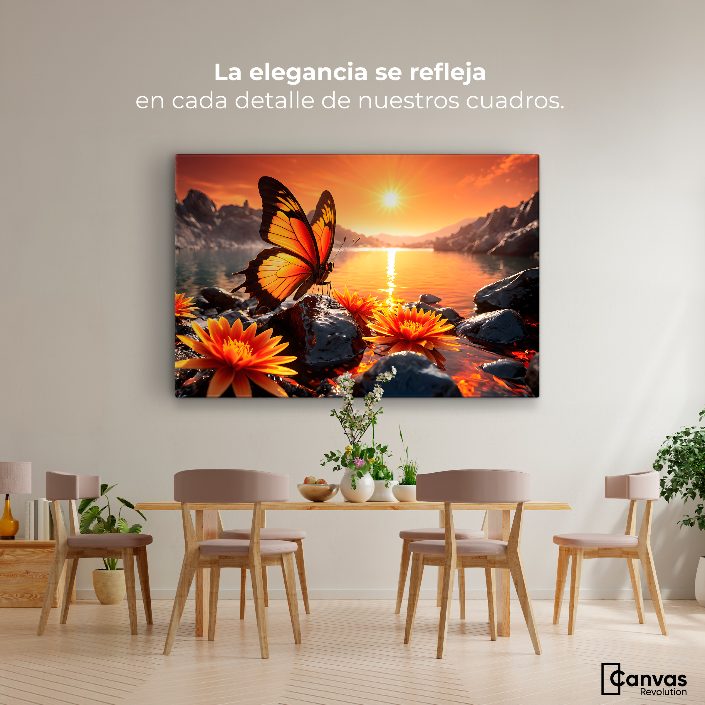 Foto 2 | Cuadro Mariposas Canvas Alas Al Amanecer 90x60