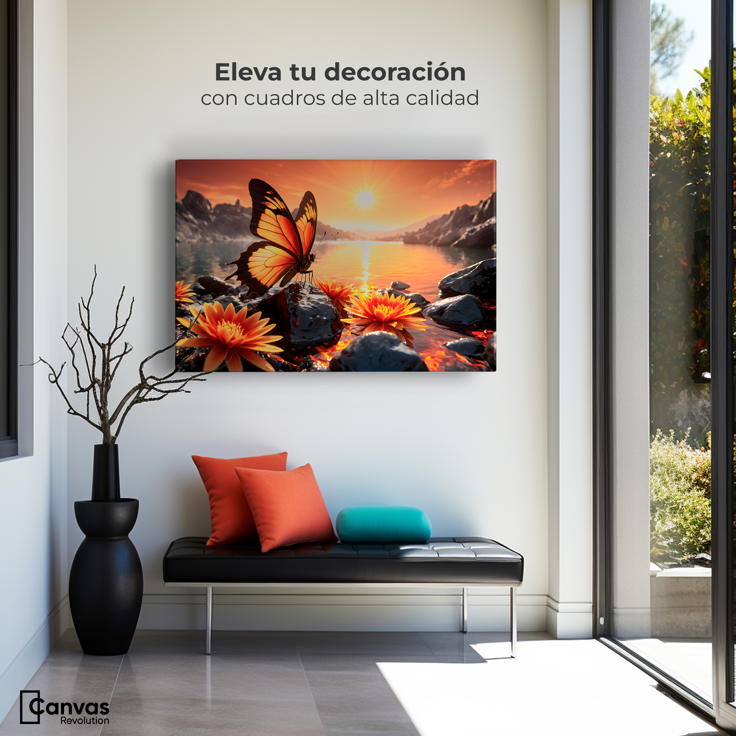 Foto 4 pulgar | Cuadro Mariposas Canvas Alas Al Amanecer 90x60