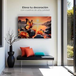 Foto 3 | Cuadro Mariposas Canvas Alas Al Amanecer 90x60