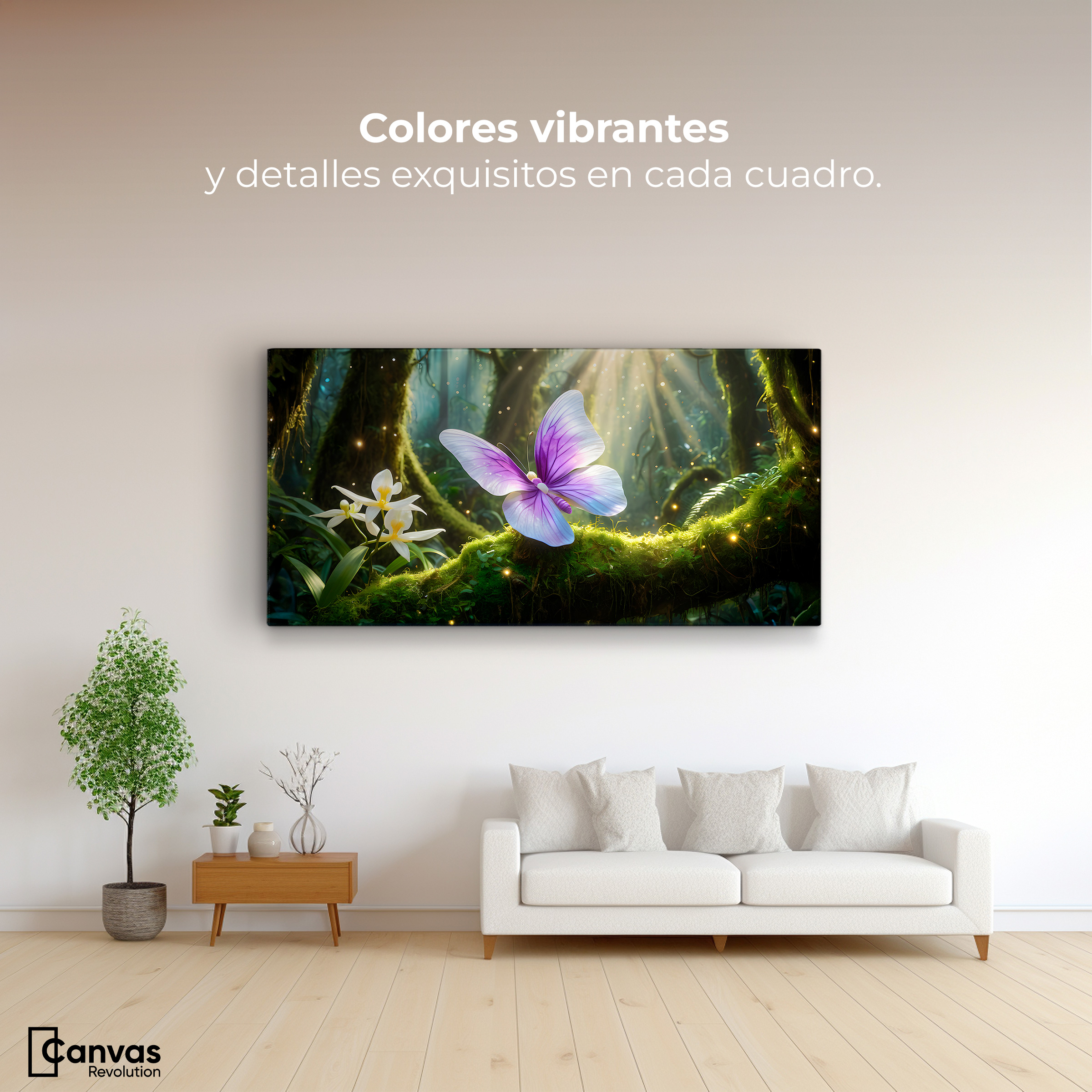 Foto 3 pulgar | Cuadro Mariposas Canvas Mariposa Silvestre 120x60