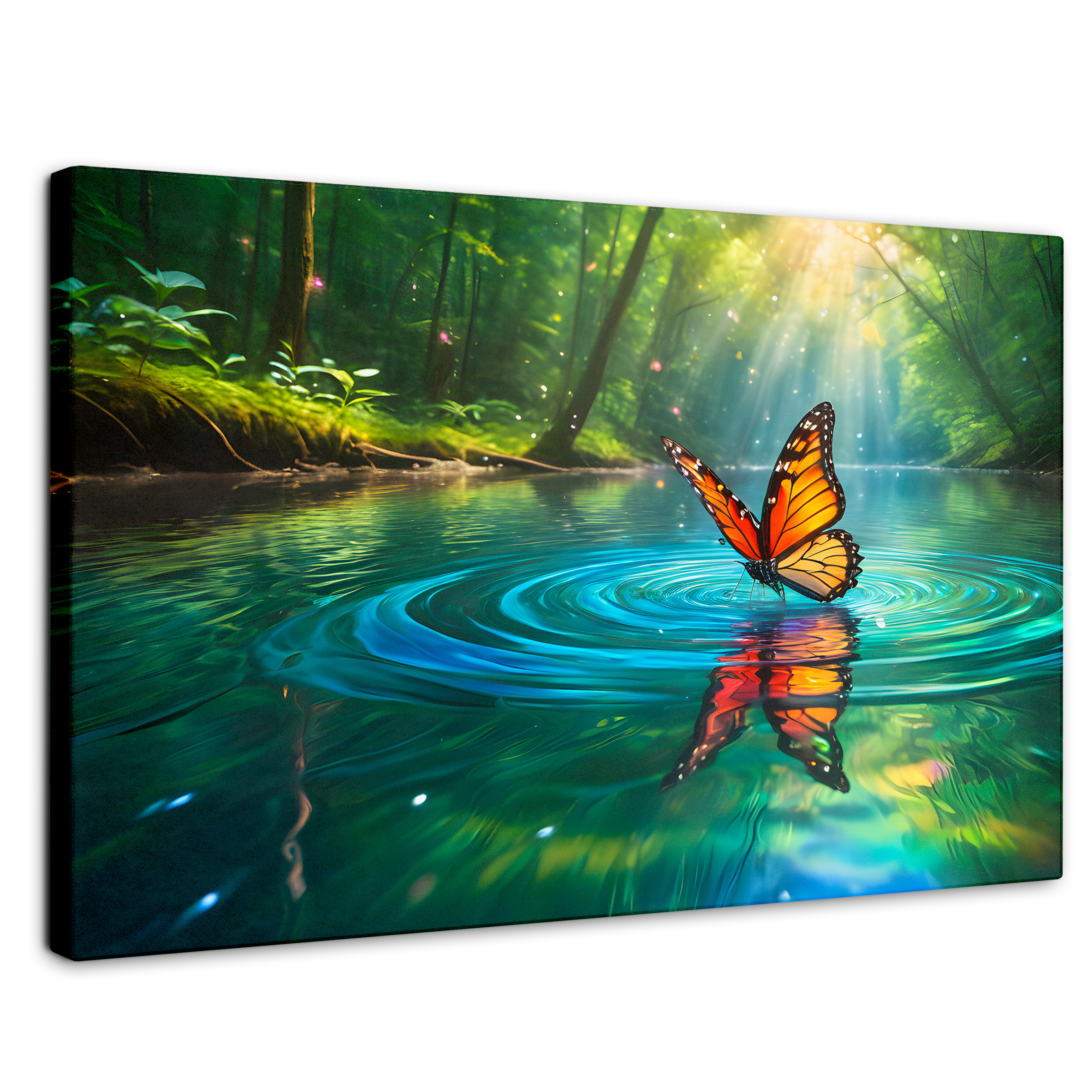 Foto 1 | Cuadro Mariposas Canvas Mariposa Y Agua 90x60