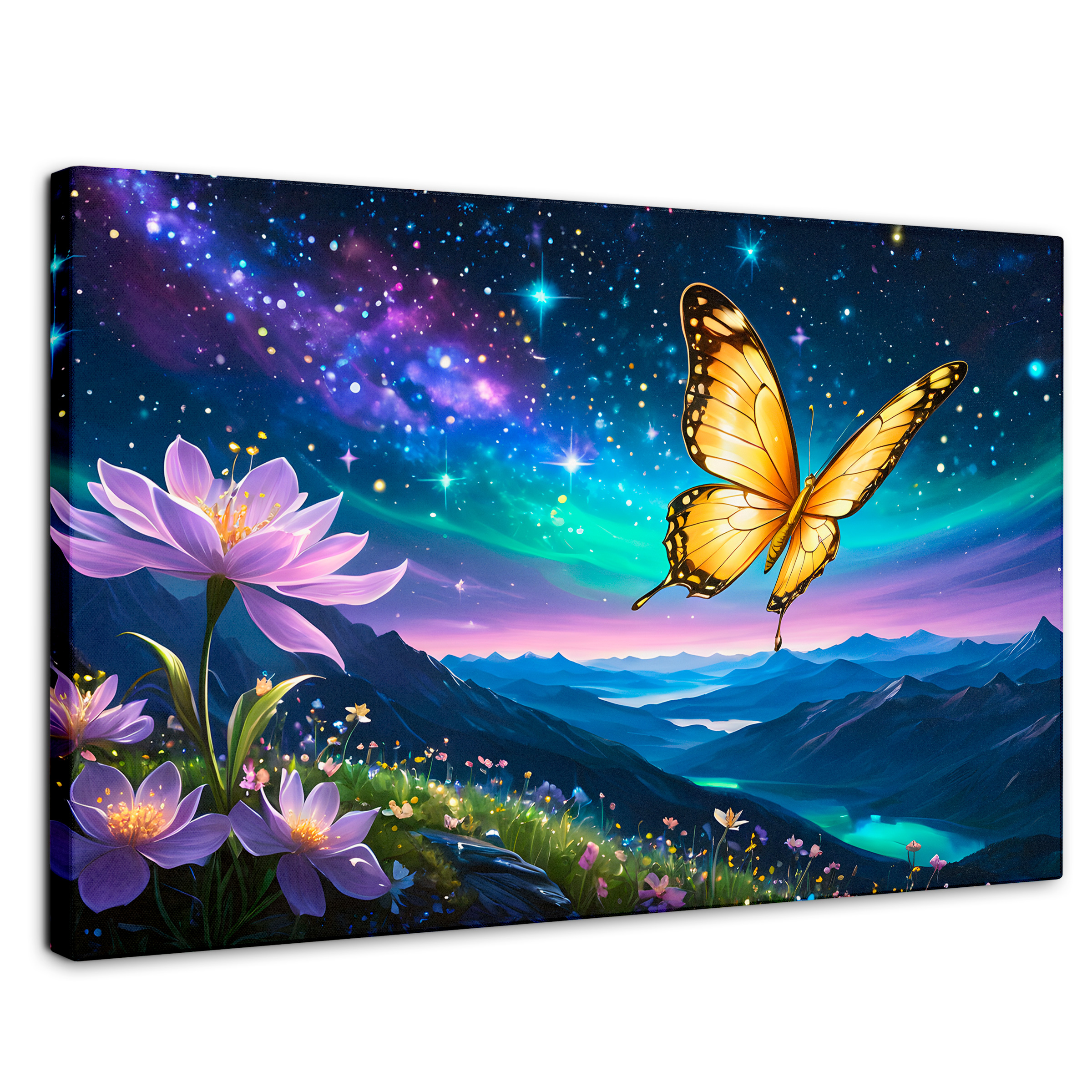 Foto 2 pulgar | Cuadro Mariposas Canvas Magia Nocturna 90x60
