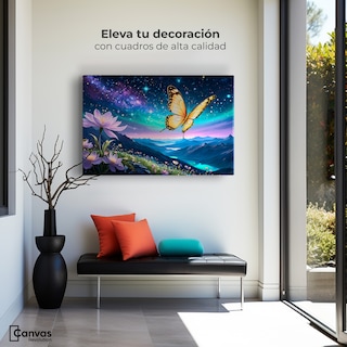 Foto 3 | Cuadro Mariposas Canvas Magia Nocturna 90x60